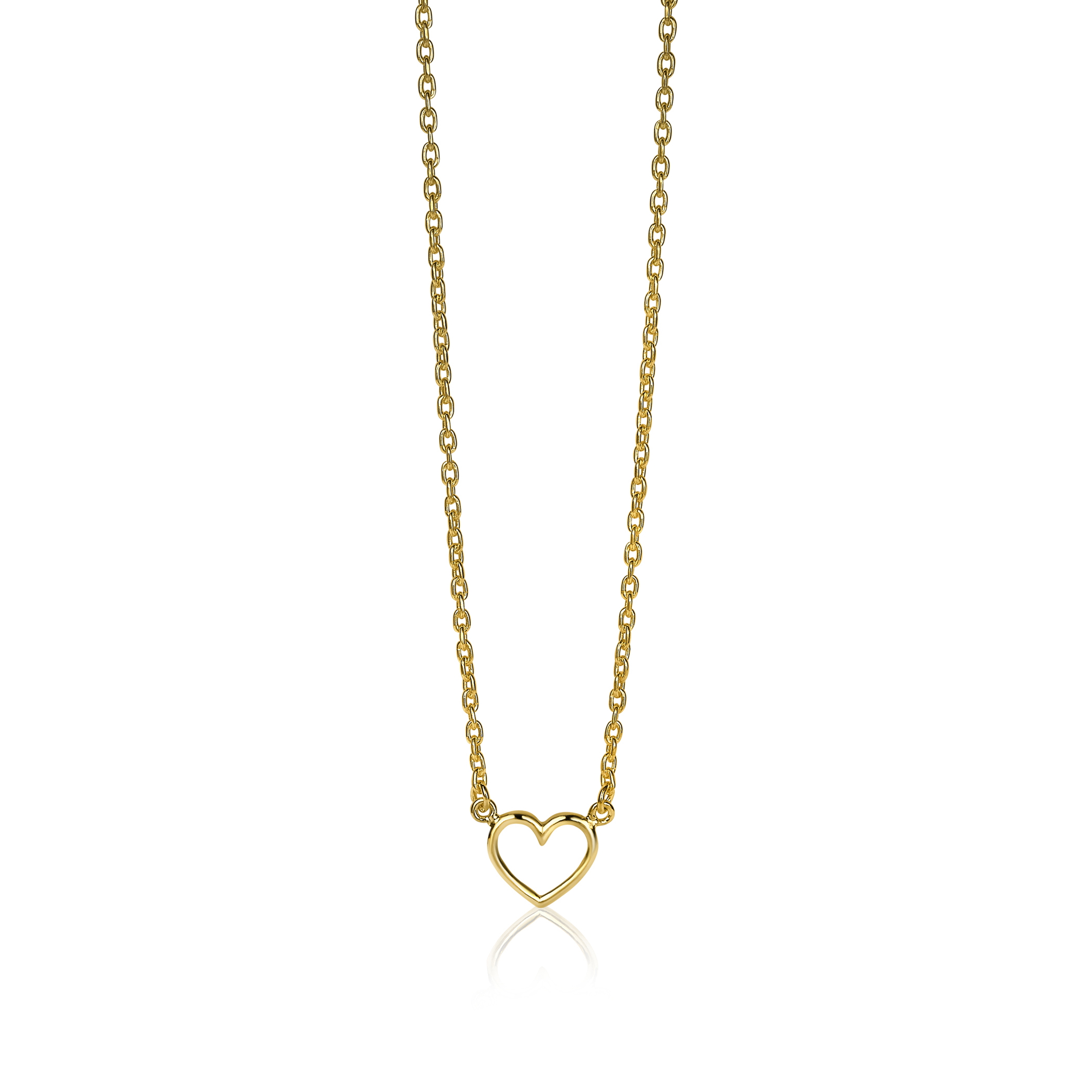ZINZI Gold Plated Sterling Silver Necklace Open Heart ZIC1420G