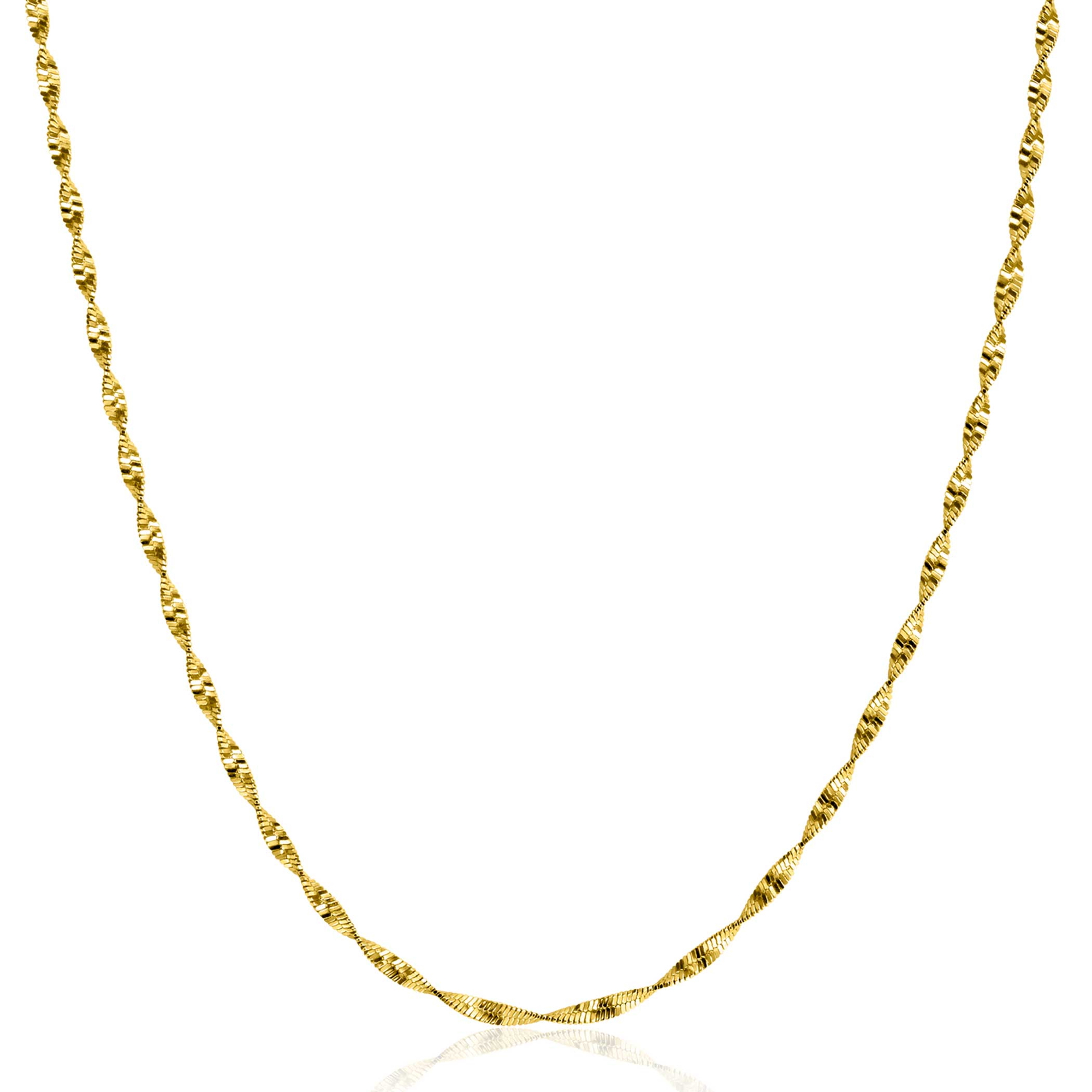 ZINZI gold plated silver necklace with sparkling twisted links 1.9mm wide 43-45cm ZIC2585G
