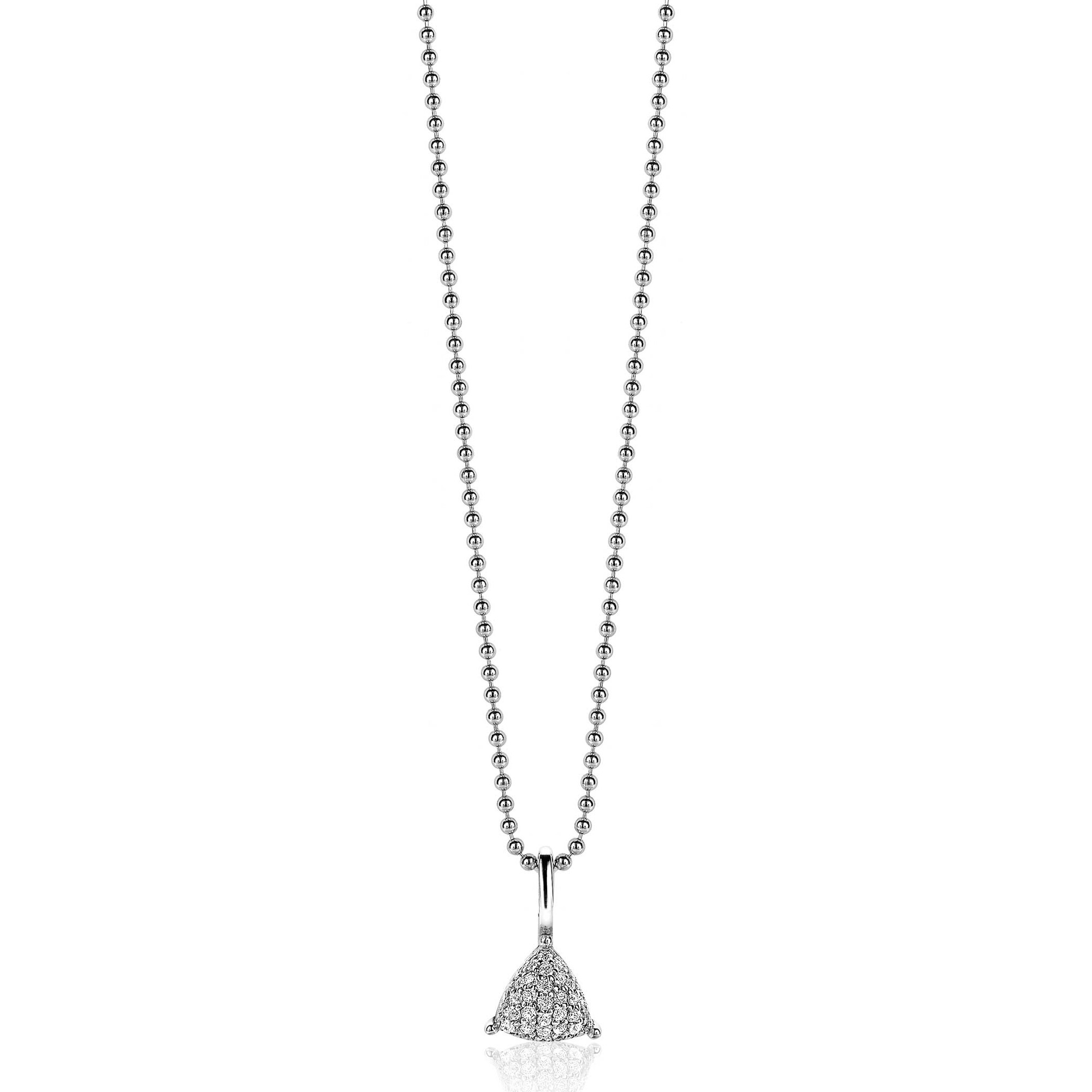 ZINZI zilveren hanger driehoek wit ZIH2075 (zonder collier)