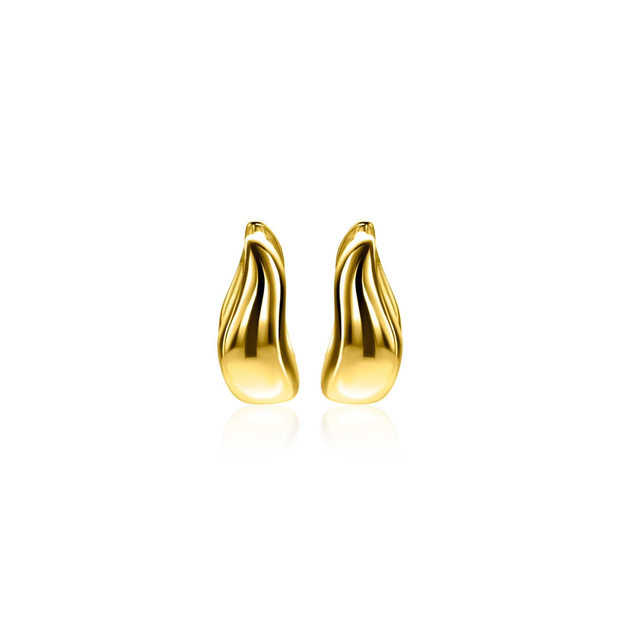 13mm ZINZI gold plated zilveren oorringen organisch gevormd 5,5mm breed met luxe klapsluiting ZIO2608G