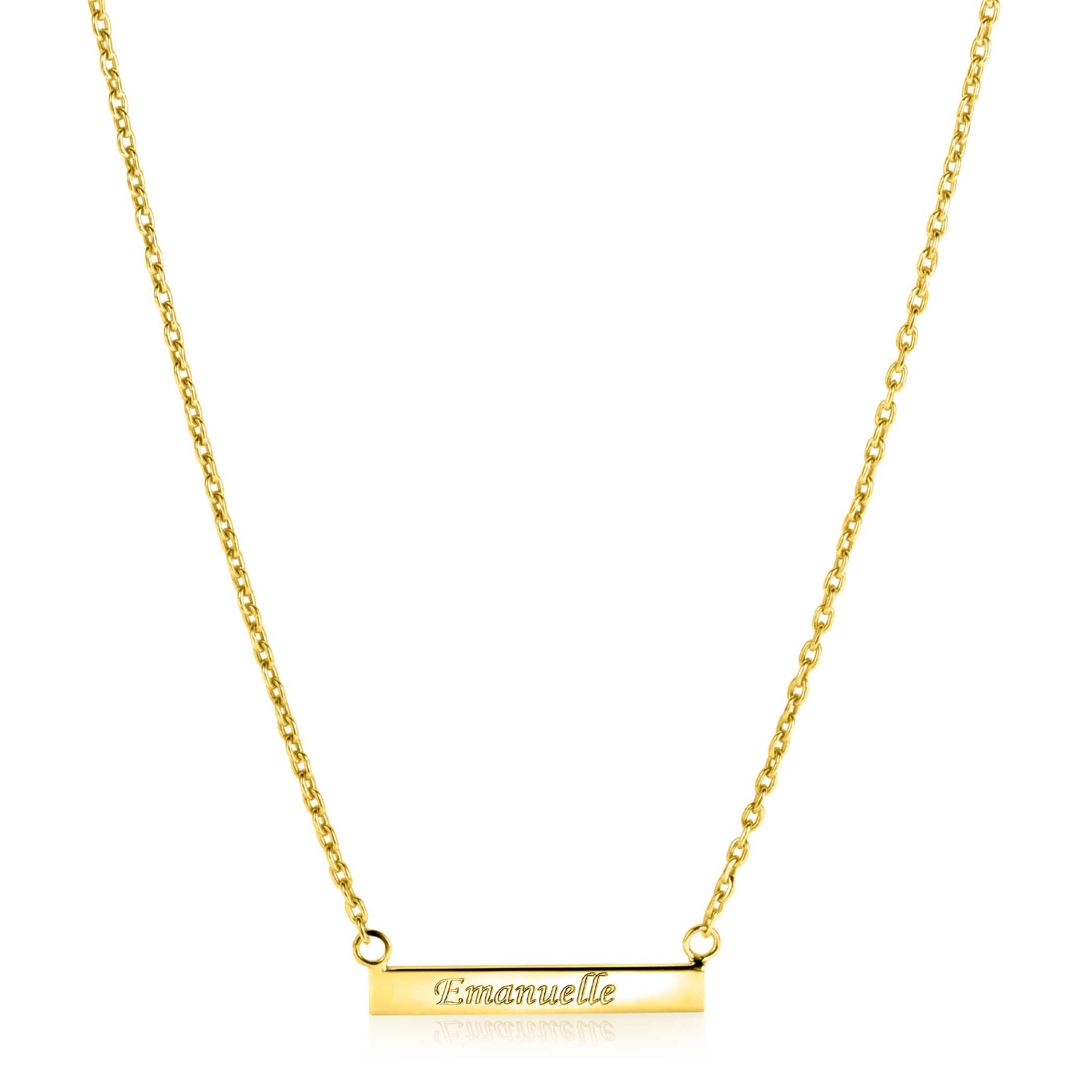 ZINZI Gold Plated Sterling Silver Necklace 45cm with Shiny Plate to Engrave ZIC2344G