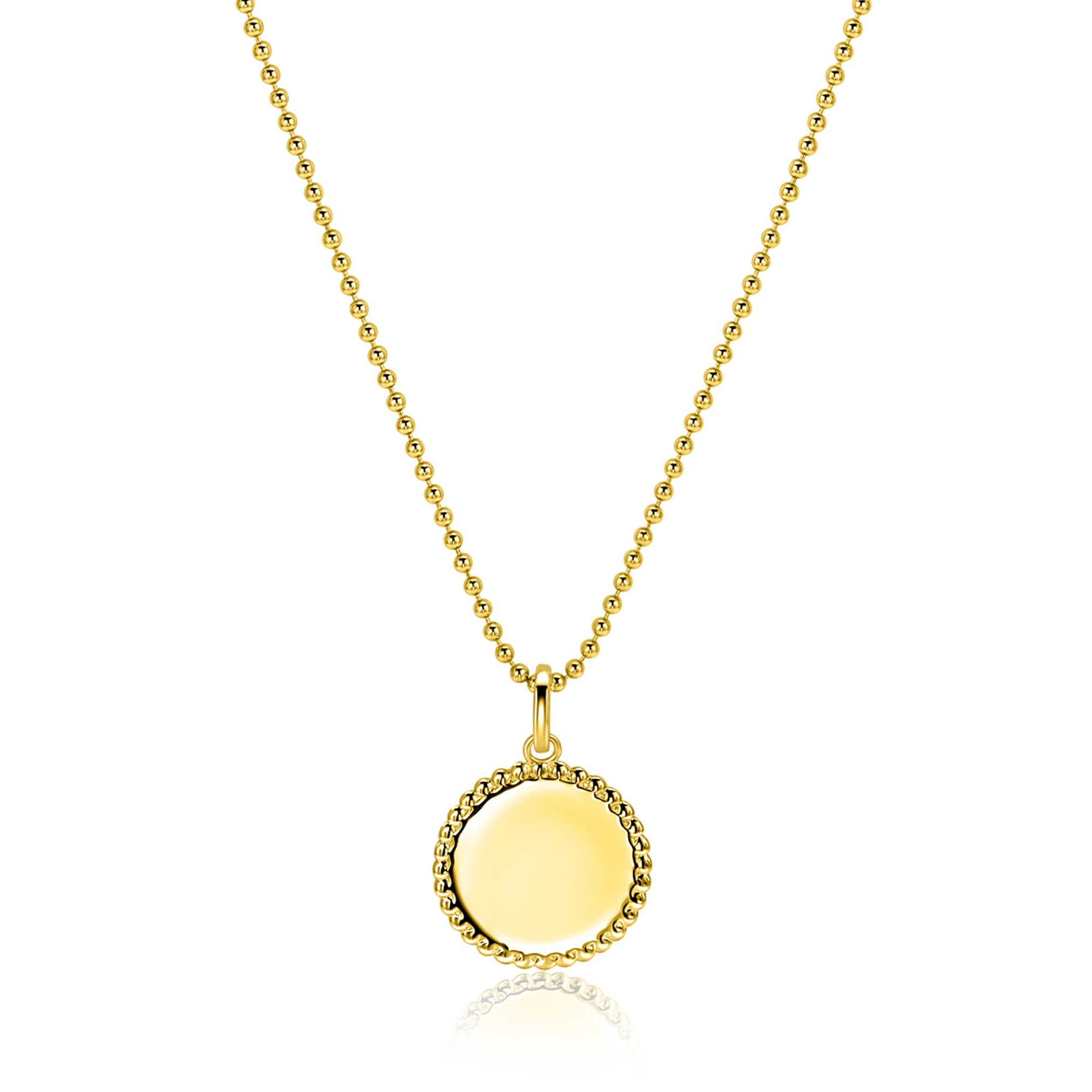 19mm ZINZI gold plated silver coin pendant with pearl rim for engraving ZIH2651G (without chain)
