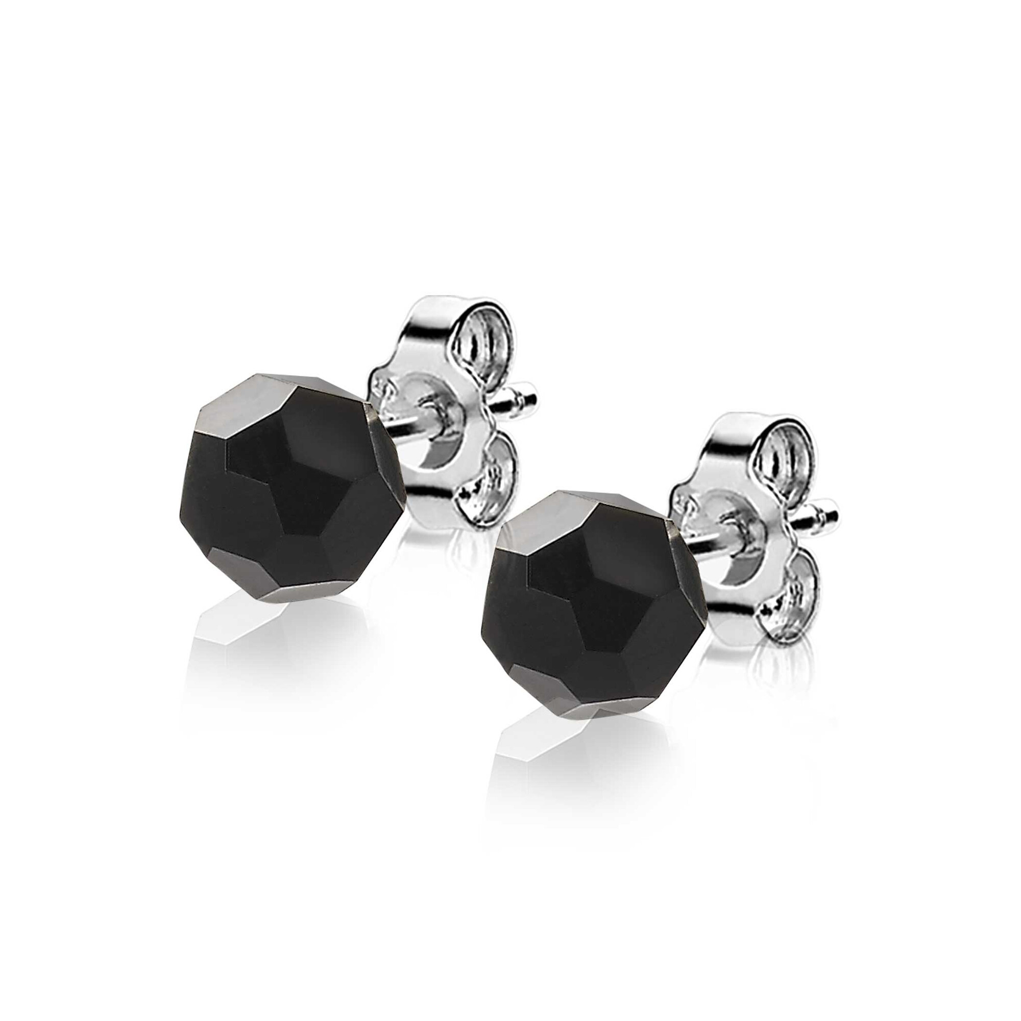 6mm ZINZI Sterling Silver Stud Earrings with Black Beads ZIO1317Z