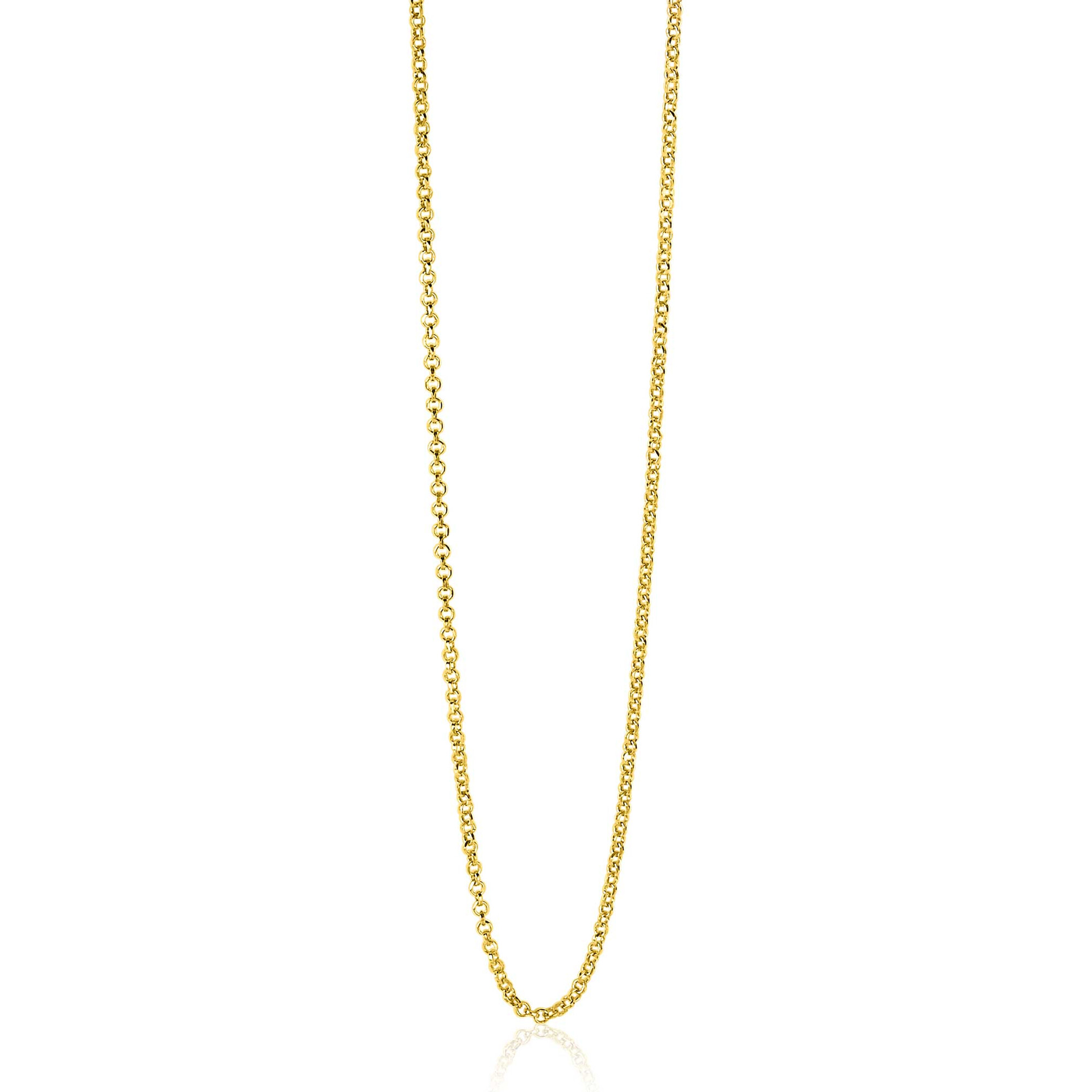80cm ZINZI zilveren jasseron ketting geel verguld ZILC-J80G