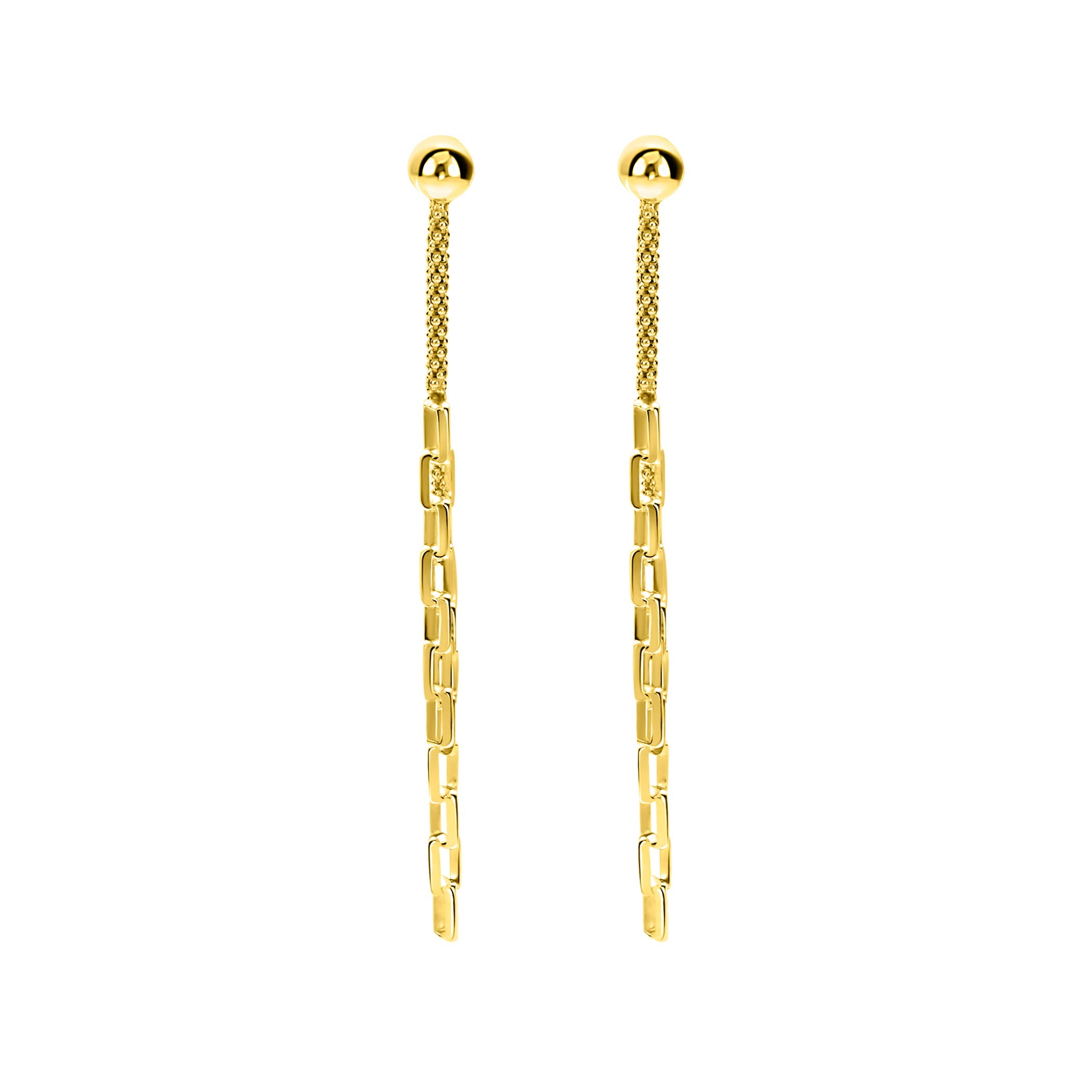 65mm ZINZI gold plated zilveren multi-look oorstekers met bungelende paperclip schakels ZIO2709G
