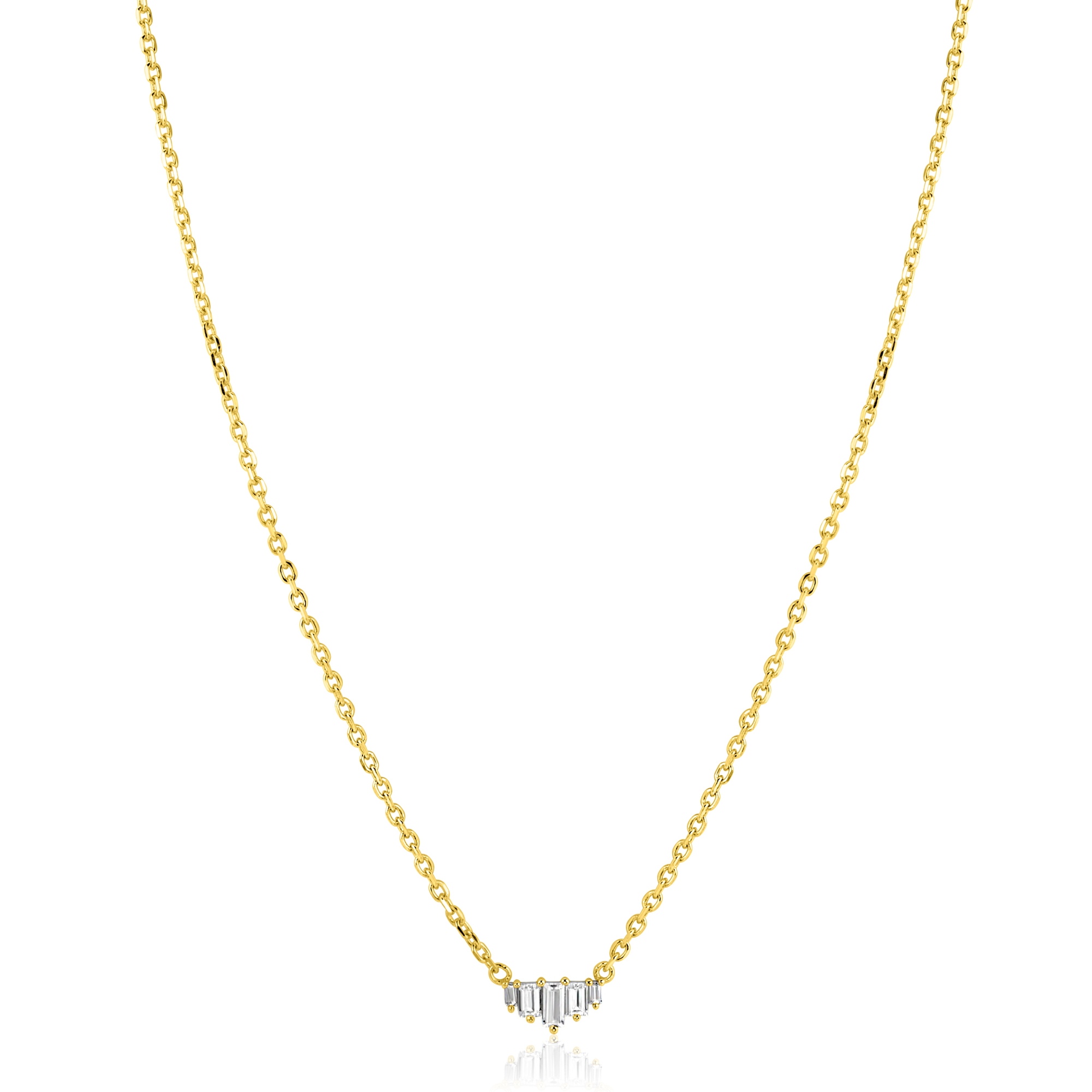 ZINZI gold plated zilveren ketting 42–45cm met piramide vorm, bezet met witte zirkonia’s ZIC2723Y