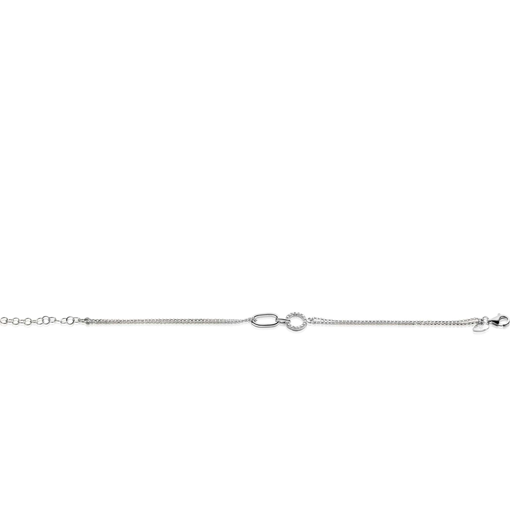 ZINZI zlv. armband met ovale en ronde schakel zirc.