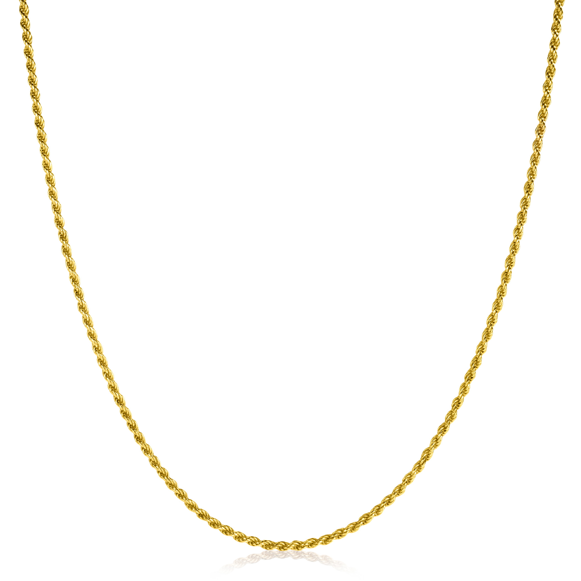 45cm ZINZI Gold Plated Sterling Silver Rope Necklace ZILC-K45G