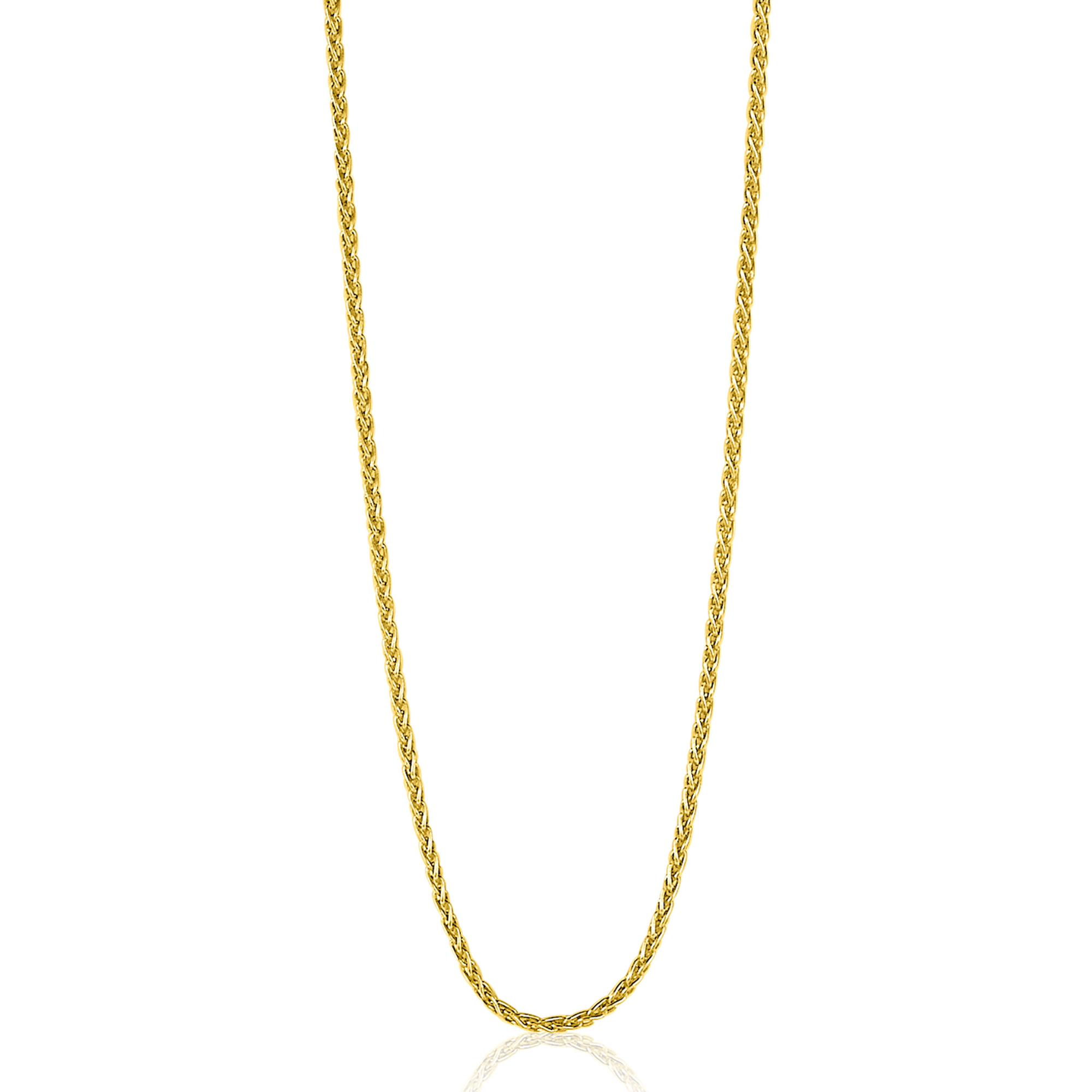 42cm ZINZI Gold Plated Sterling Silver Wheat Chain Necklace ZILC-P42G