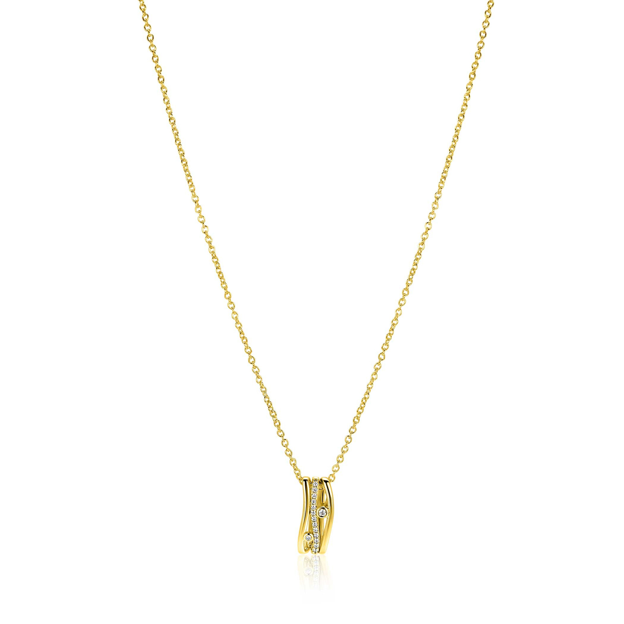 ZINZI gold plated zilveren schakelketttinkje met multi-look hanger (16mm) in golvend design 45-48cm ZIC2685