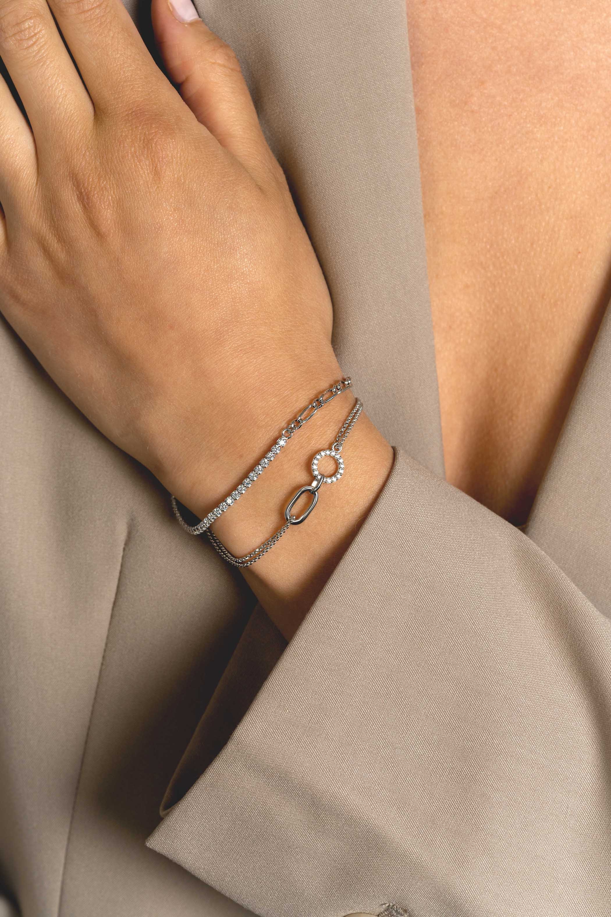 ZINZI zlv. armband met ovale en ronde schakel zirc.