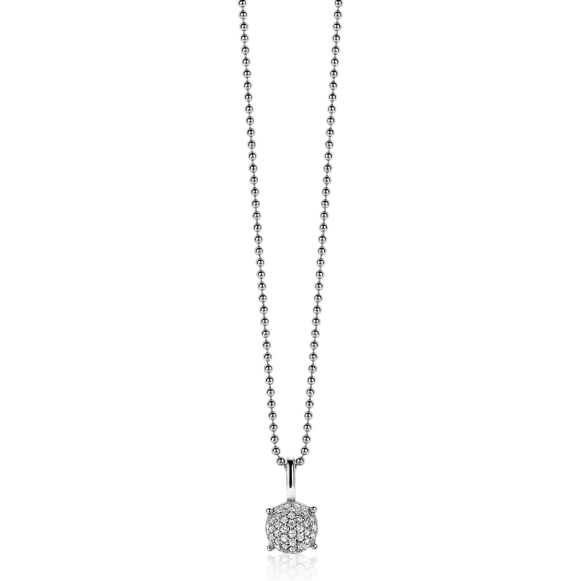 ZINZI zilveren hanger rond wit ZIH2074 (zonder collier)