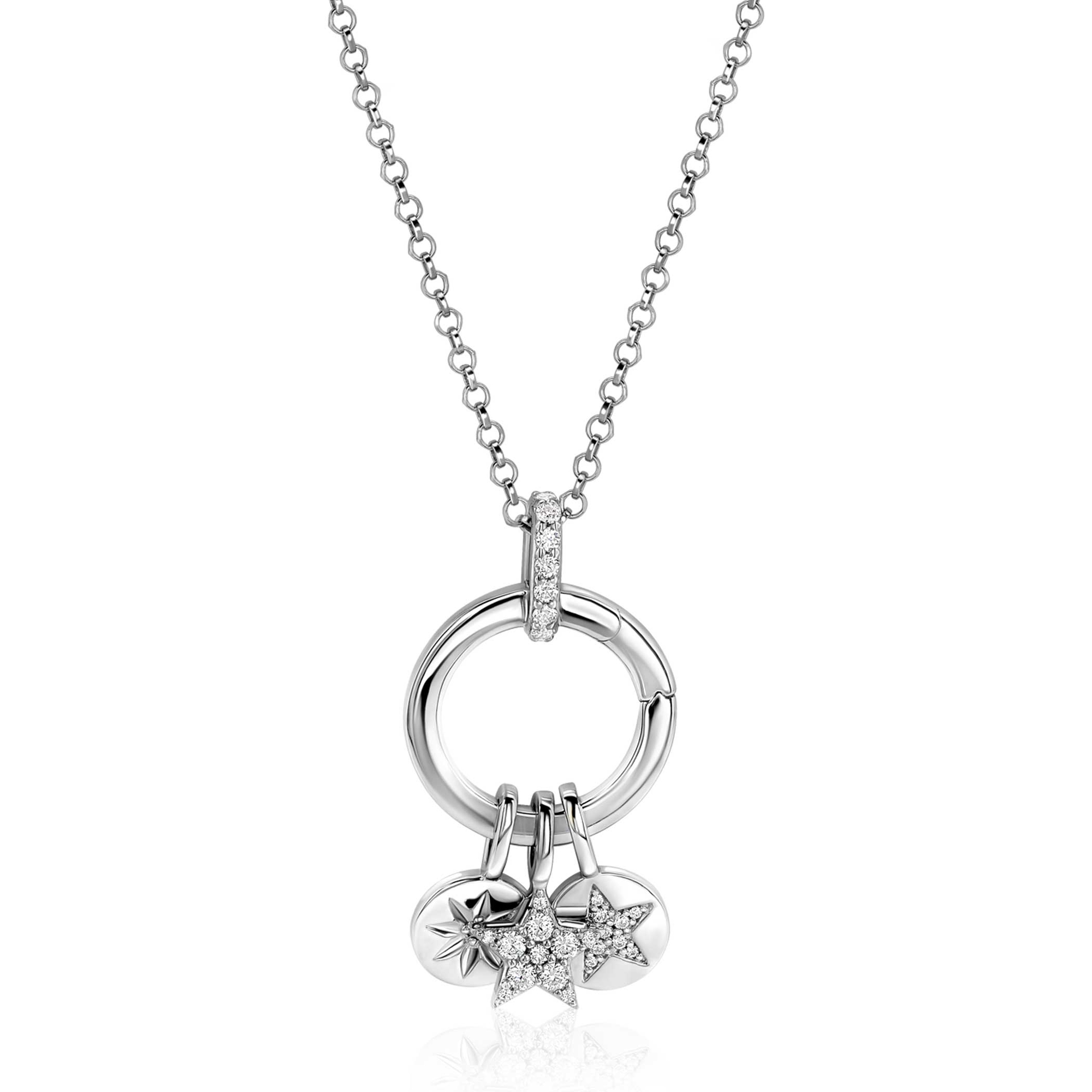 17mm ZINZI Sterling Silver Round Pendant White ZIH2060