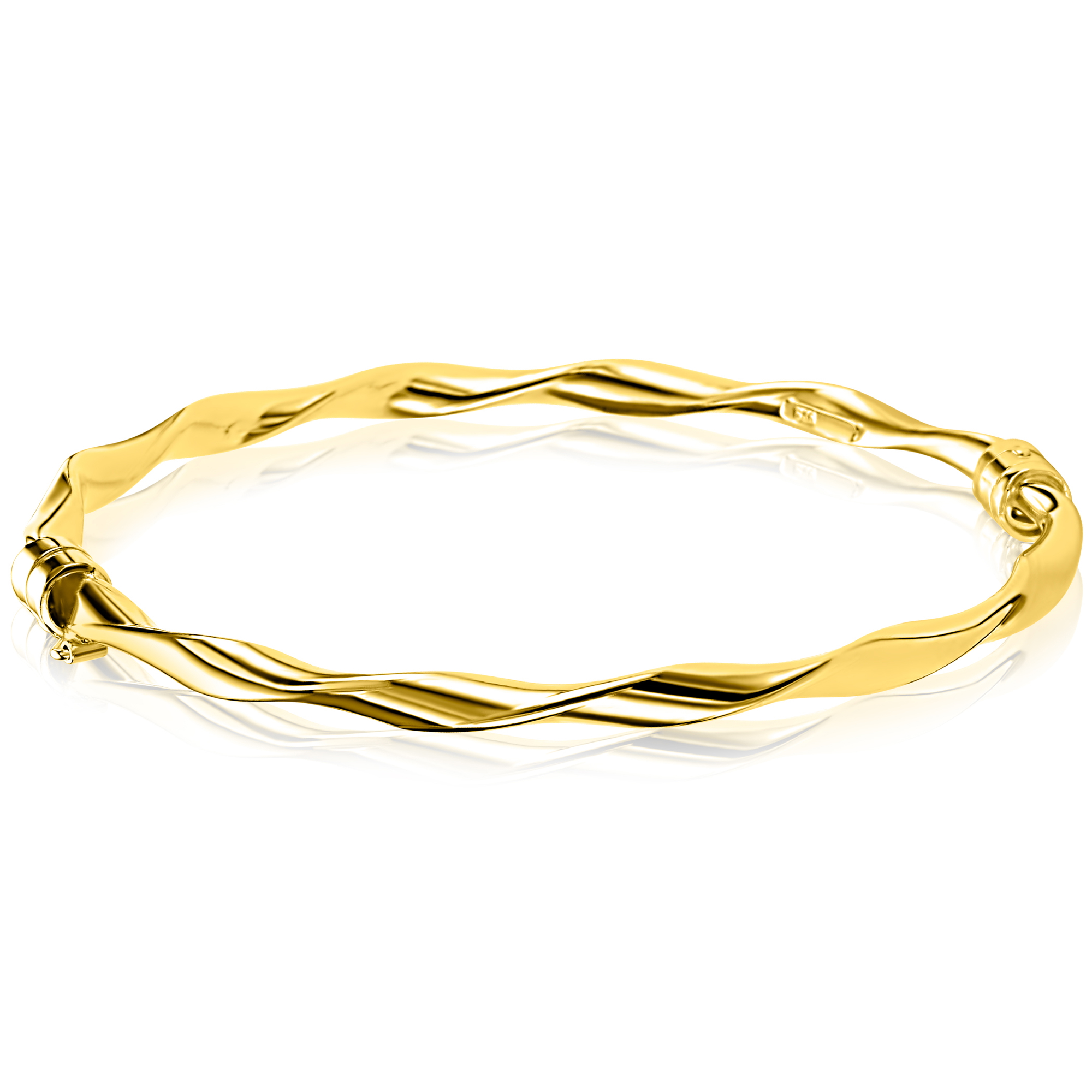 ZINZI zlv. bangle armband gg.verg. gedraaid 4mm