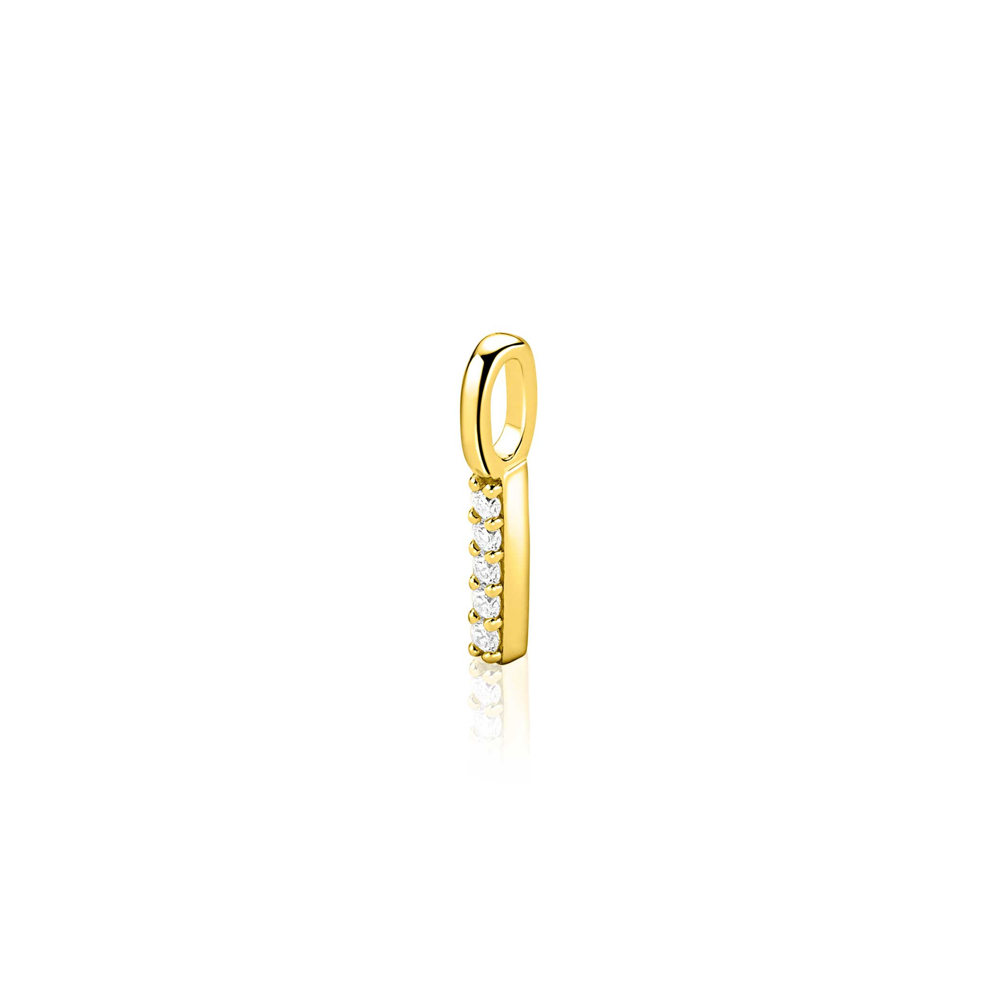 ZINZI zlv. hanger gg.verg.letter I bezet met zirconia's