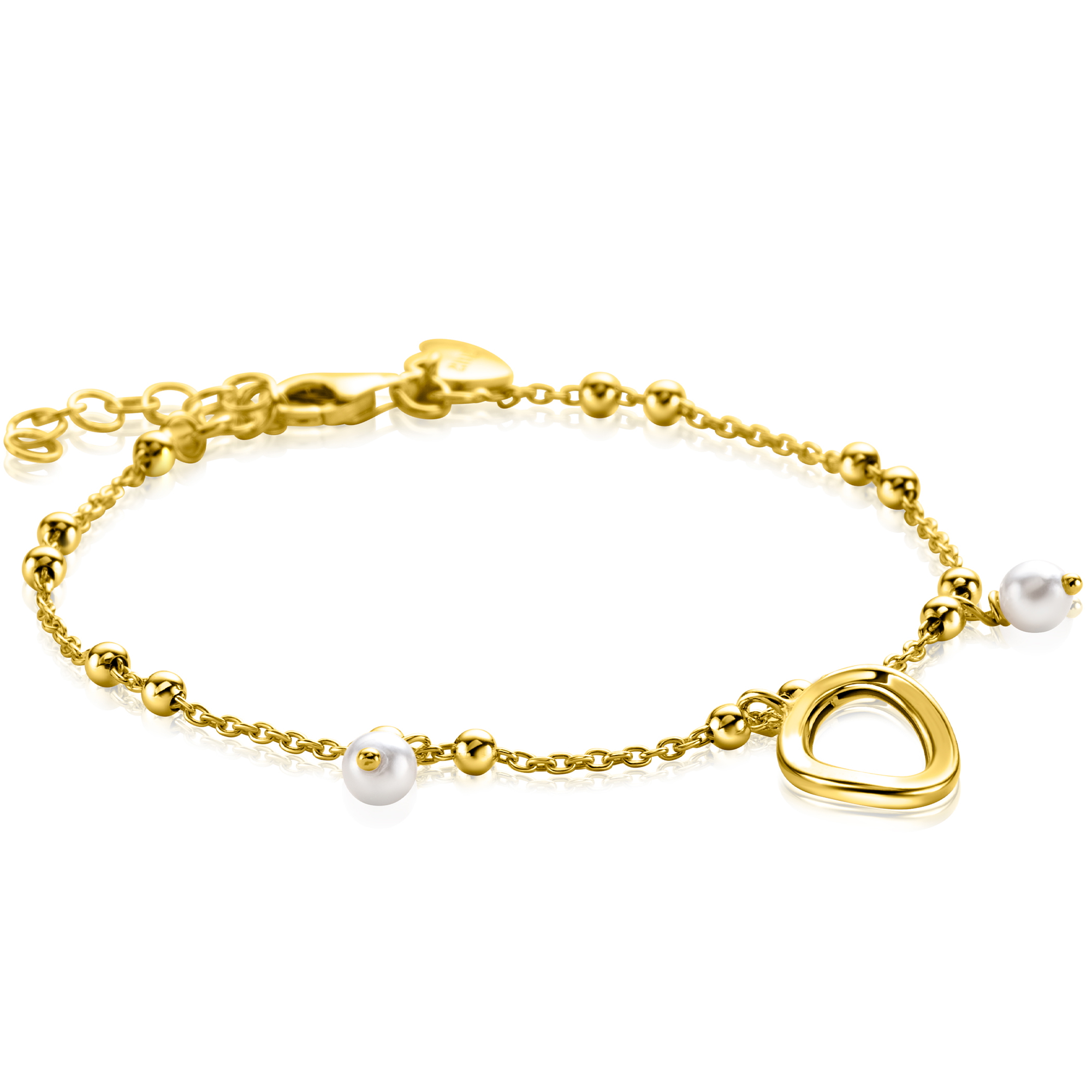 ZINZI zlv. armband gg.verg.parel en ovale hangers