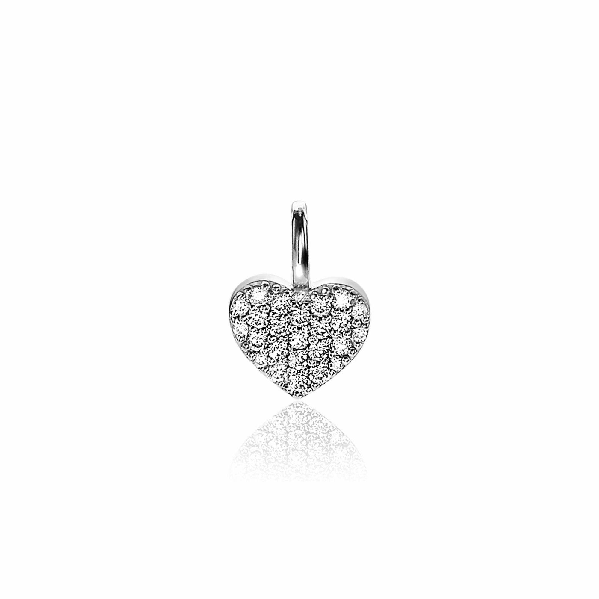 ZINZI zilveren hart hanger 13mm wit ZIH2139 (zonder collier)