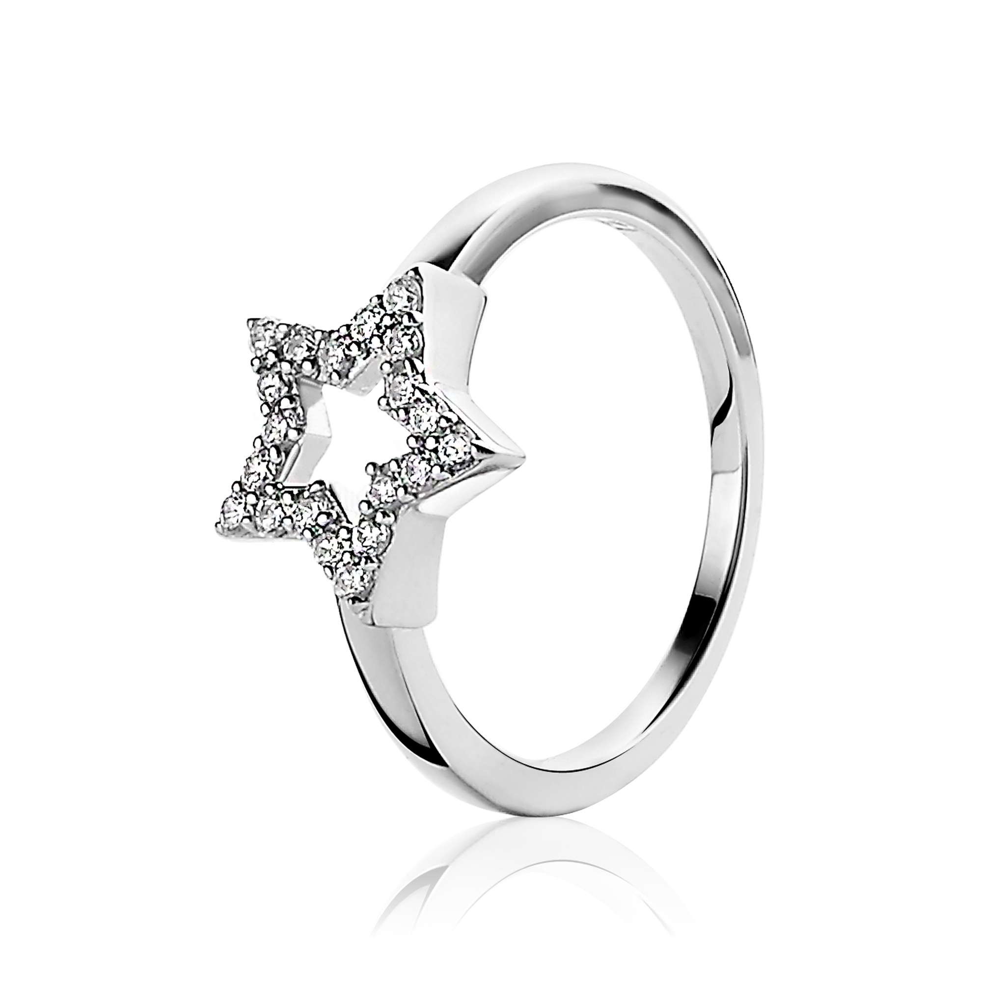 ZINZI zilveren ring ster wit ZIR1242