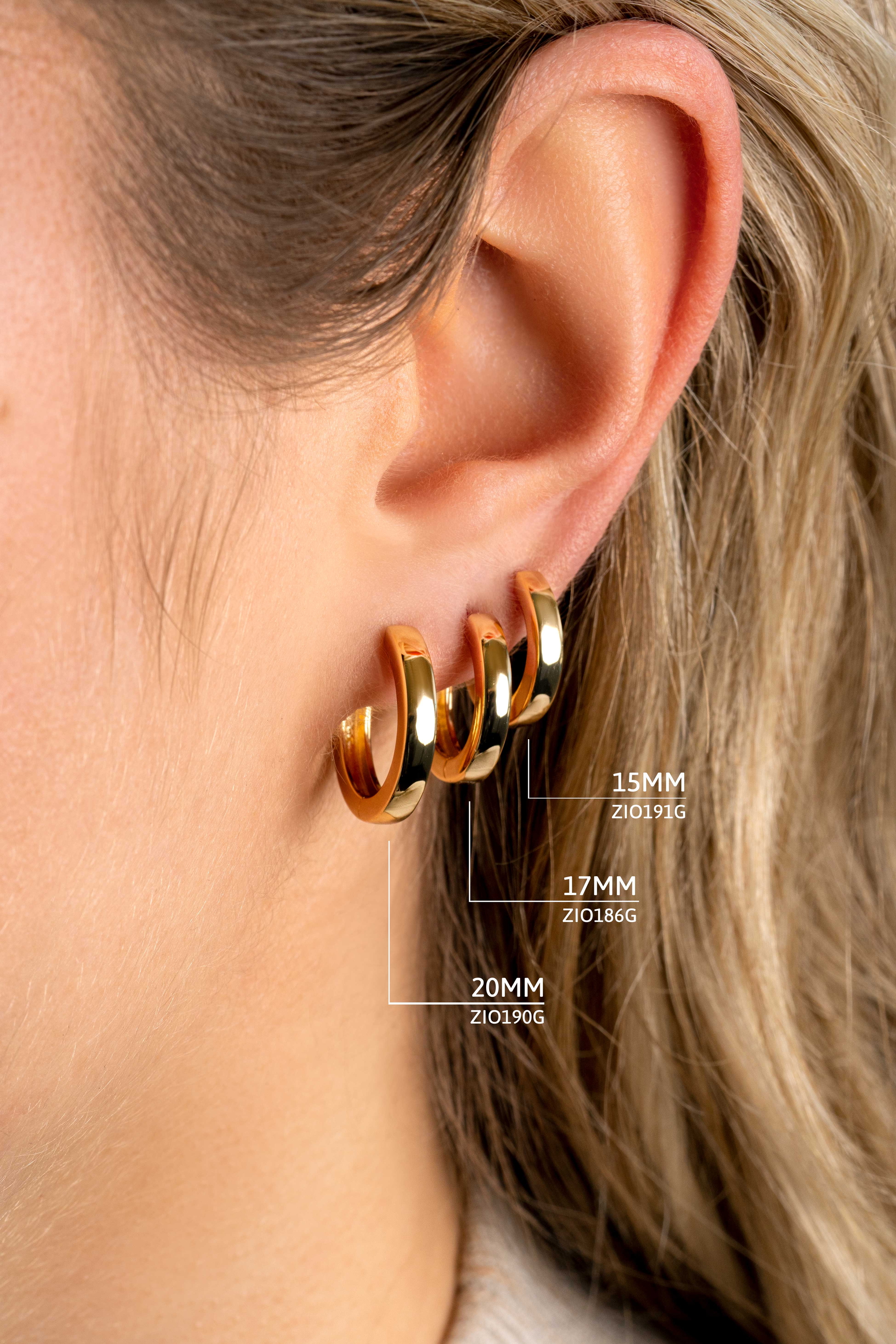 ZINZI silberne Ohrringe gelbvergoldet 15 x 3mm ZIO191G