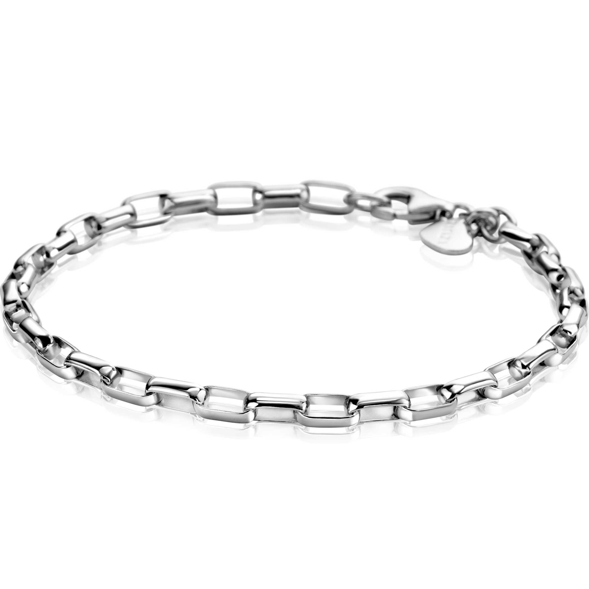 ZINZI zlv. armband met rechthoek open schakels