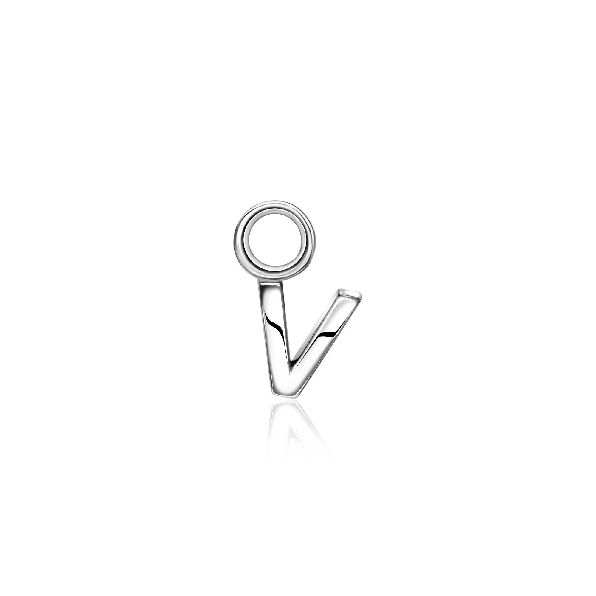 ZINZI Sterling Silver Letter Earrings Pendant V price per piece ZICH2144V (excl. hoop earrings)