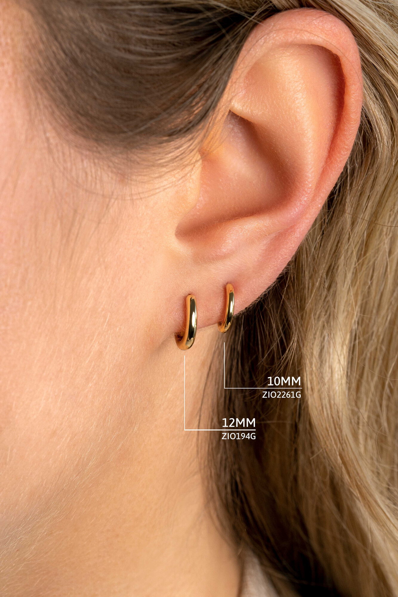 10mm ZINZI Gold Plated Sterling Silver Hoop Earrings width 2mm ZIO2261G