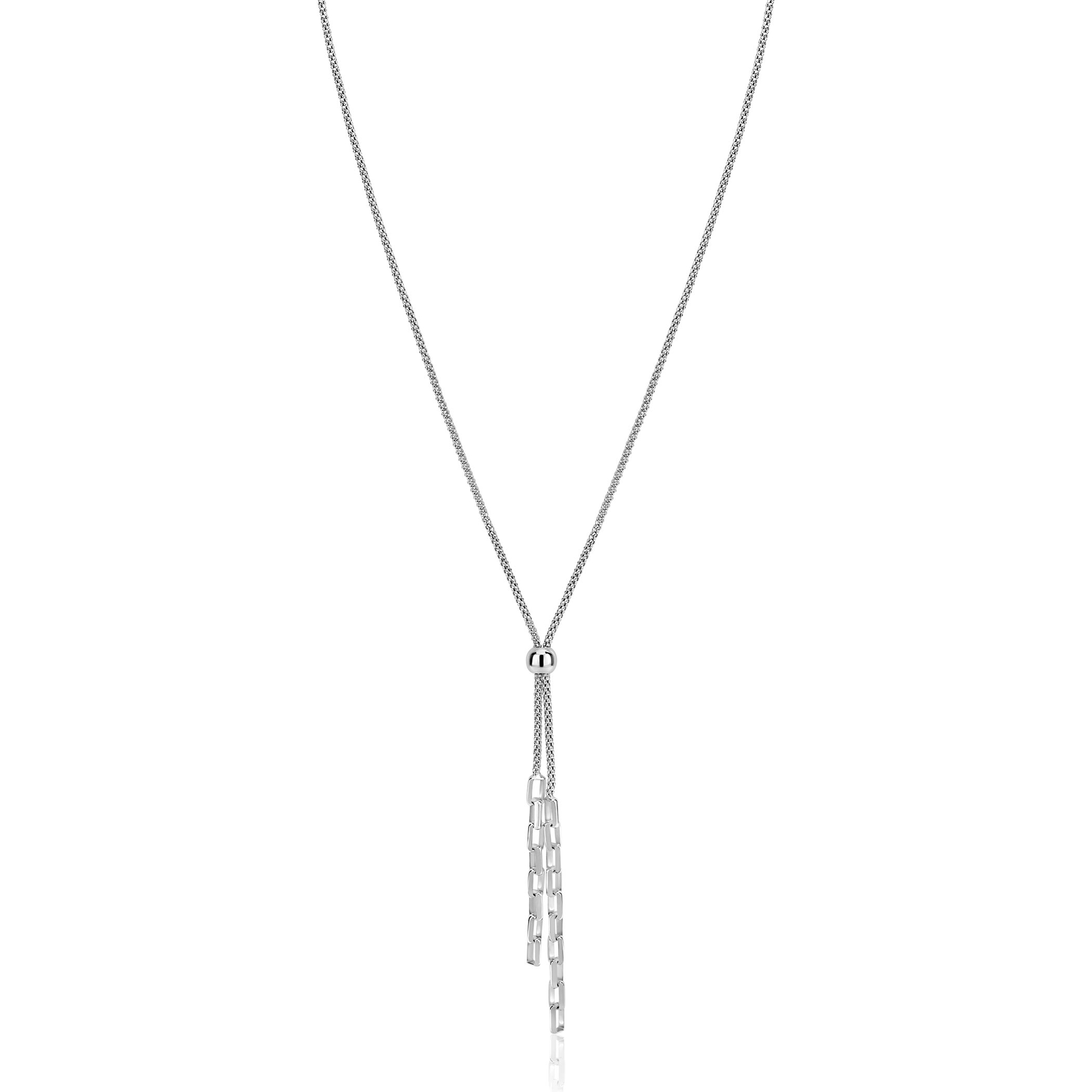 ZINZI zlv. Y-collier popcorn en schakels 43-46cm