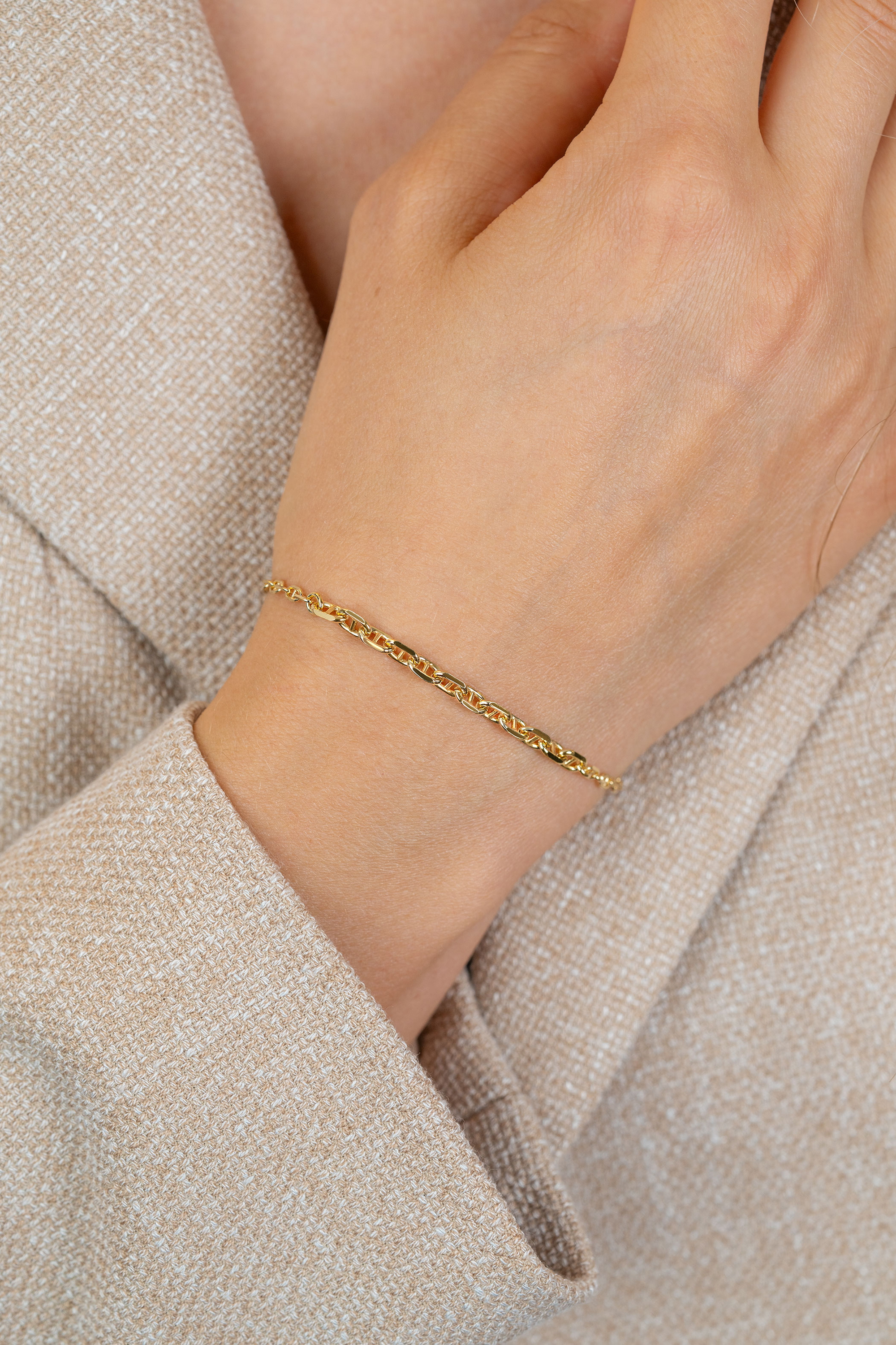 ZINZI zlv. armband gg.verg.marine schakels aflopend