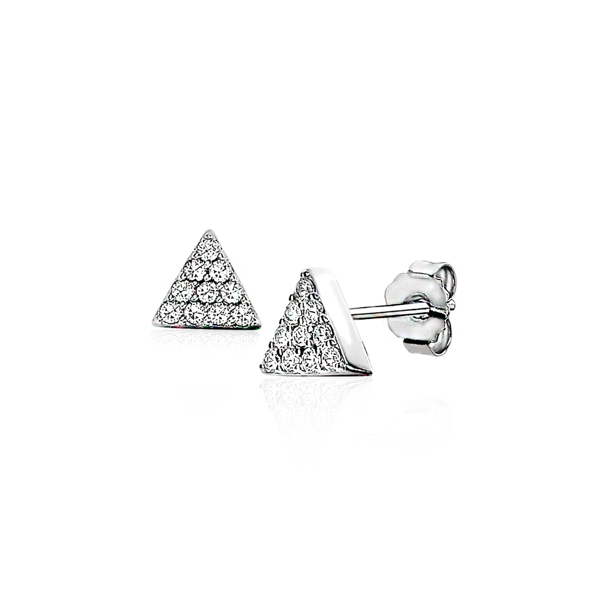 ZINZI silberne Ohrstecker Dreieck weiß 6mm ZIO1375Z