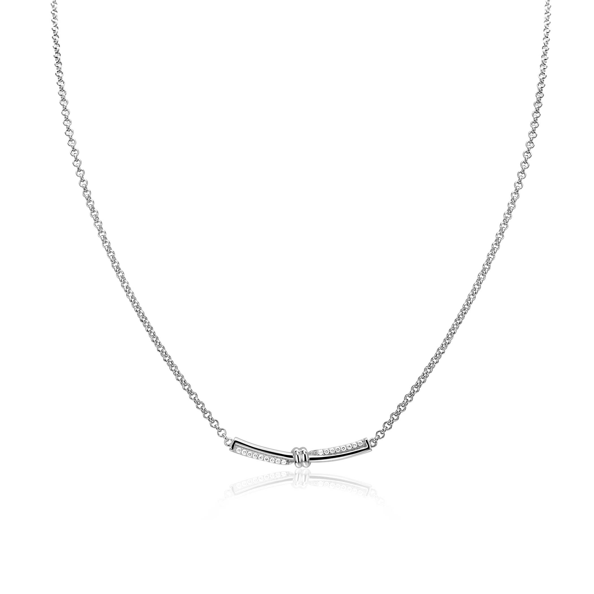 ZINZI Silber Jasseron-Kette mit luxuriösem Twist-Anhänger mit Knoten und weißen Zirkonias, 42-45 cm ZIC2680