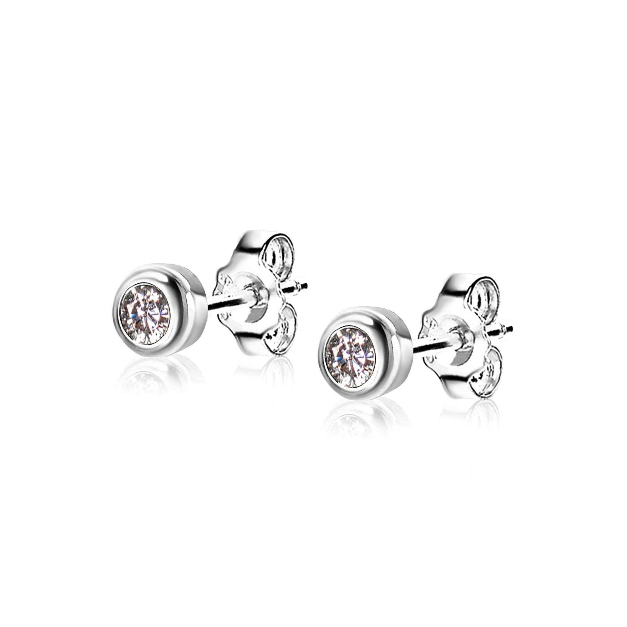 ZINZI zlv. oorknopjes birthstones wit cz