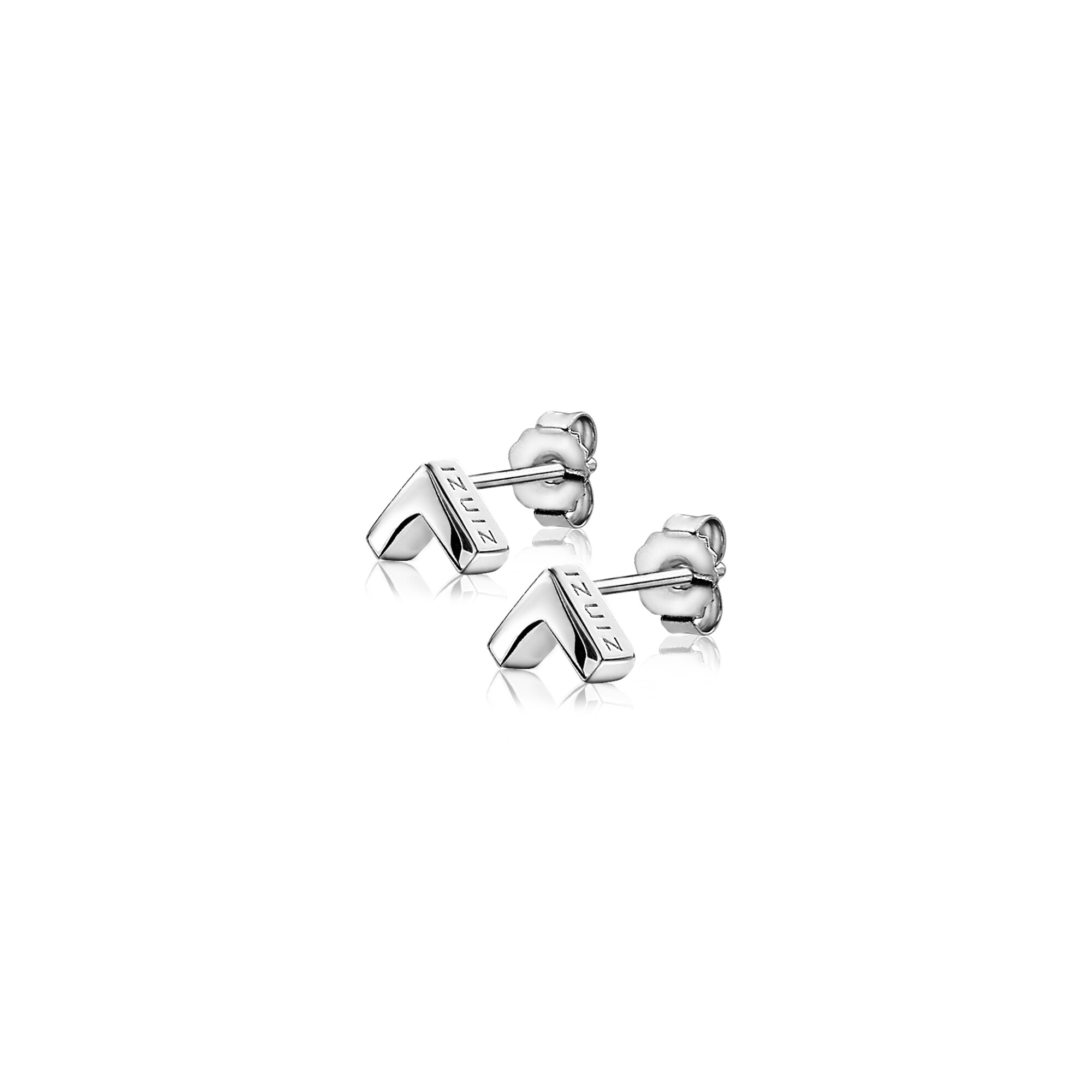 ZINZI zilveren oorknoppen glad V-vorm 7mm ZIO1380