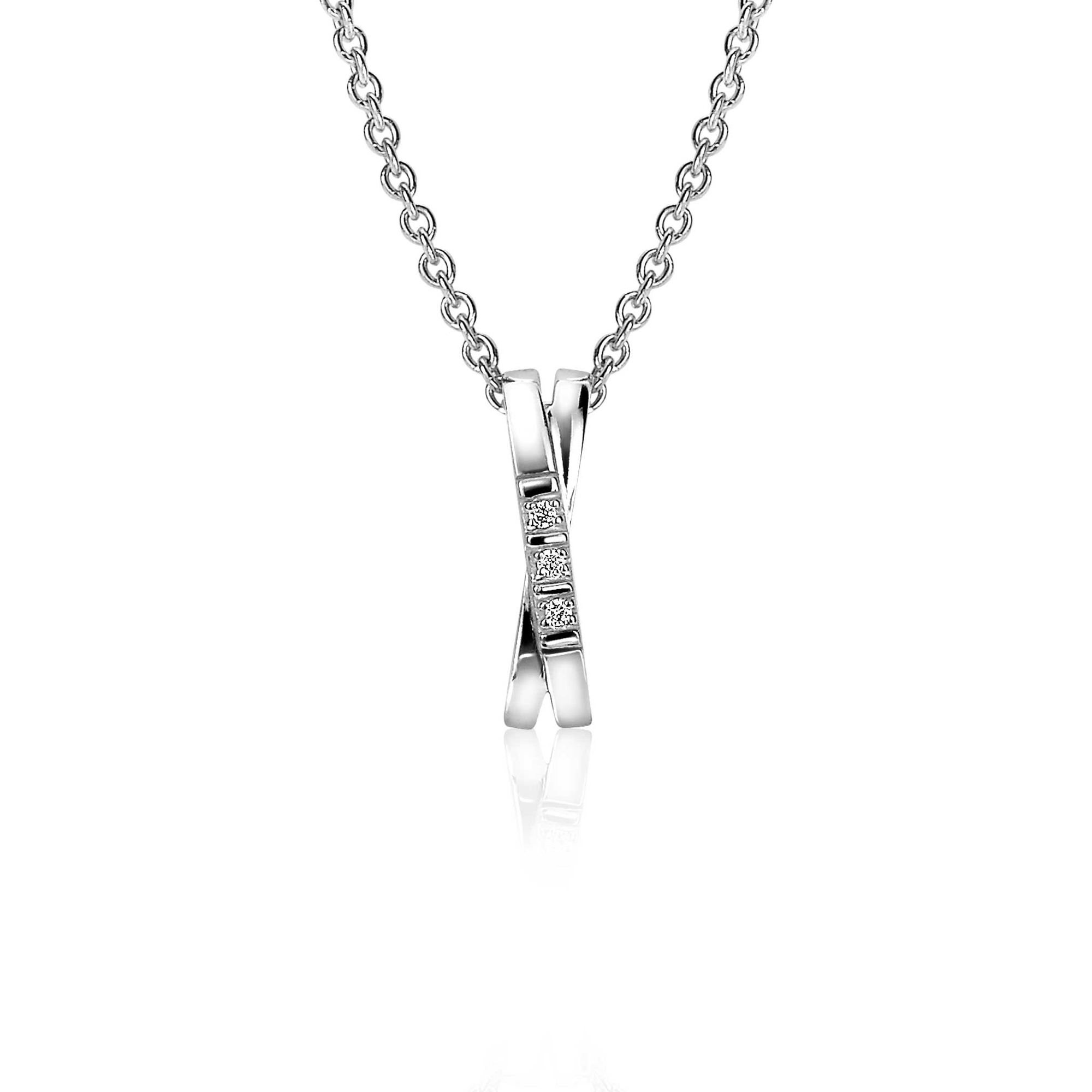 16mm ZINZI Sterling Silver Pendant Crossover White ZIH2039