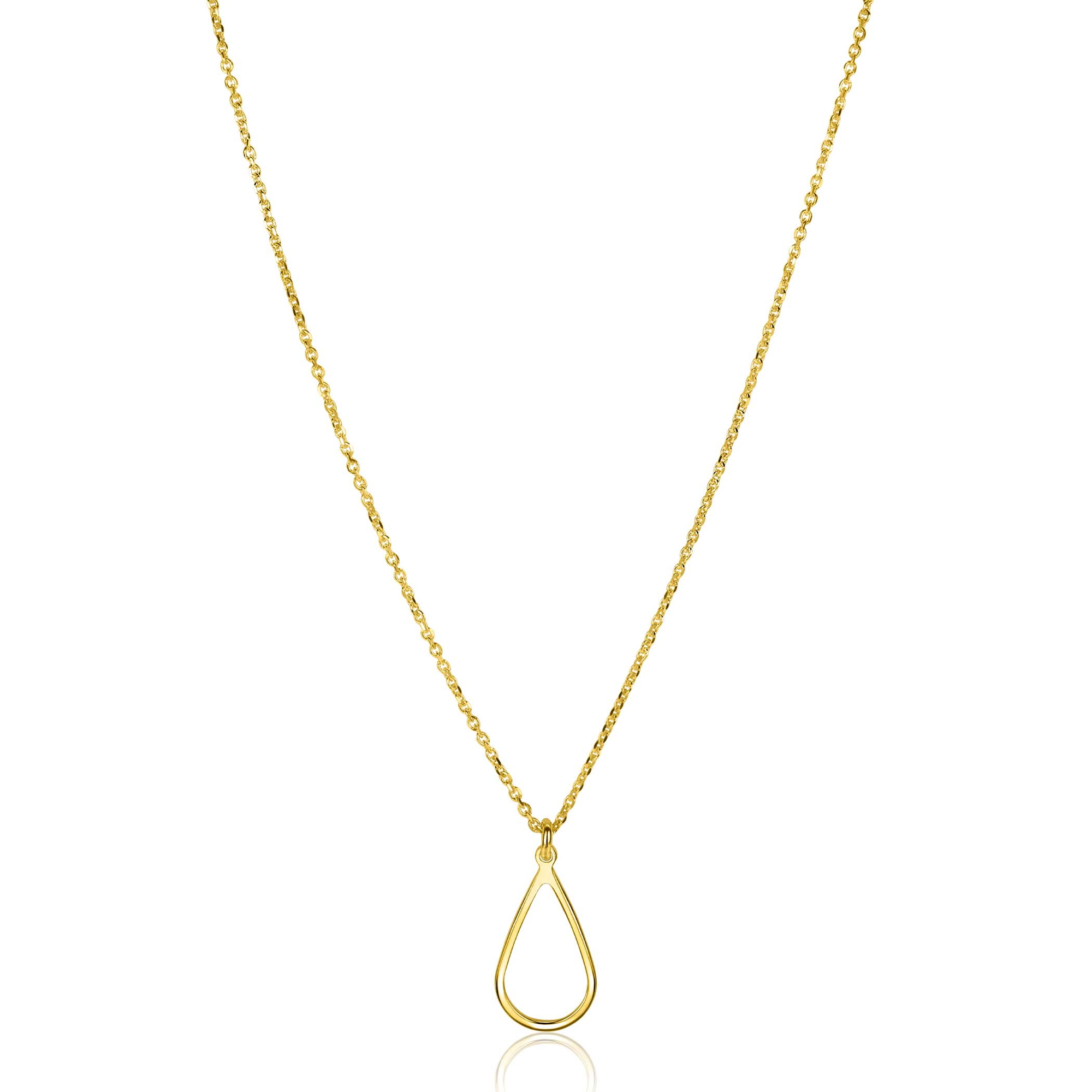 ZINZI gold plated silver jasseron necklace with open teardrop-shaped pendant (10mm) 42-45cm ZIC2635