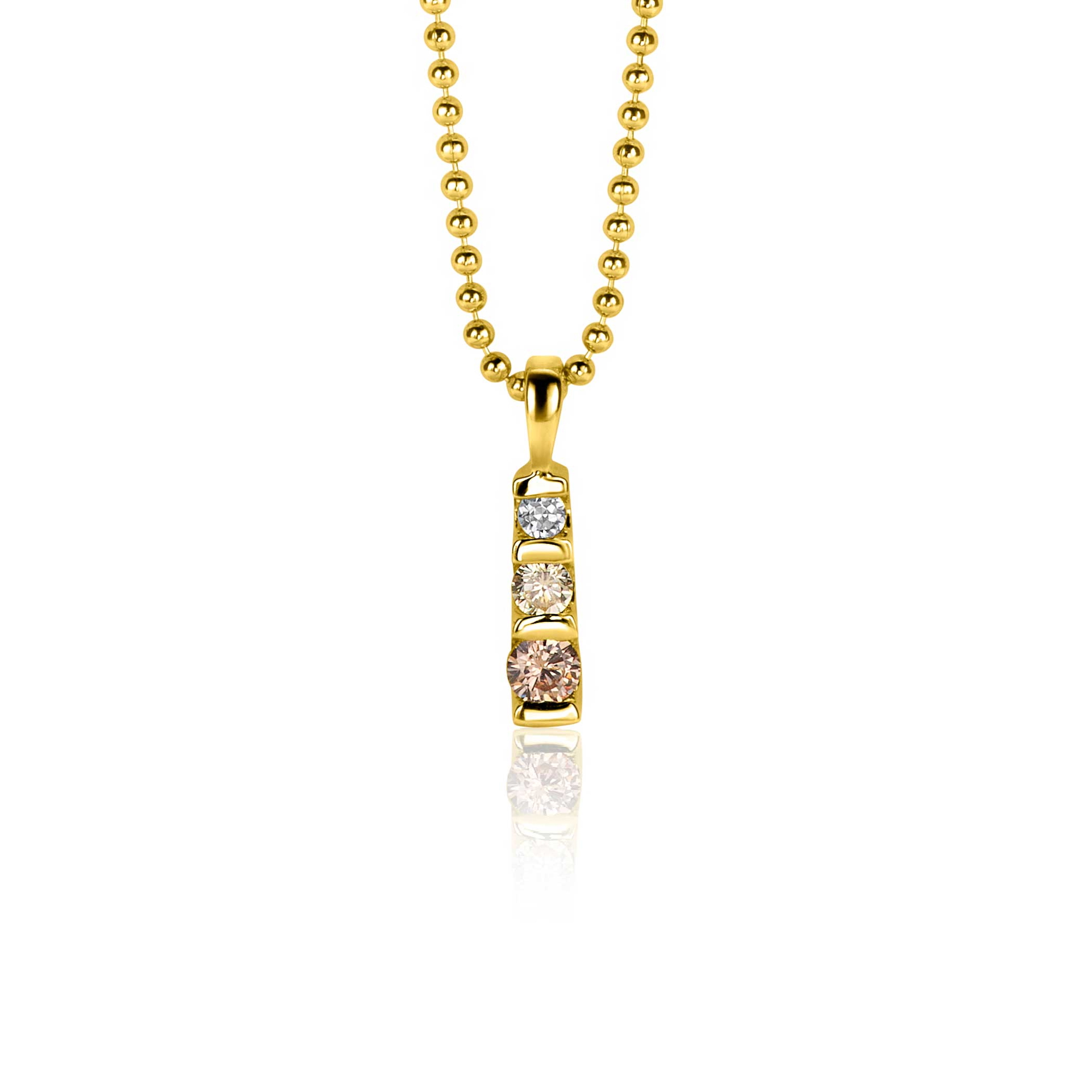15mm ZINZI gold plated silver pendant set with champagne, peridot and white zirconias ZIH2612 (without necklace)