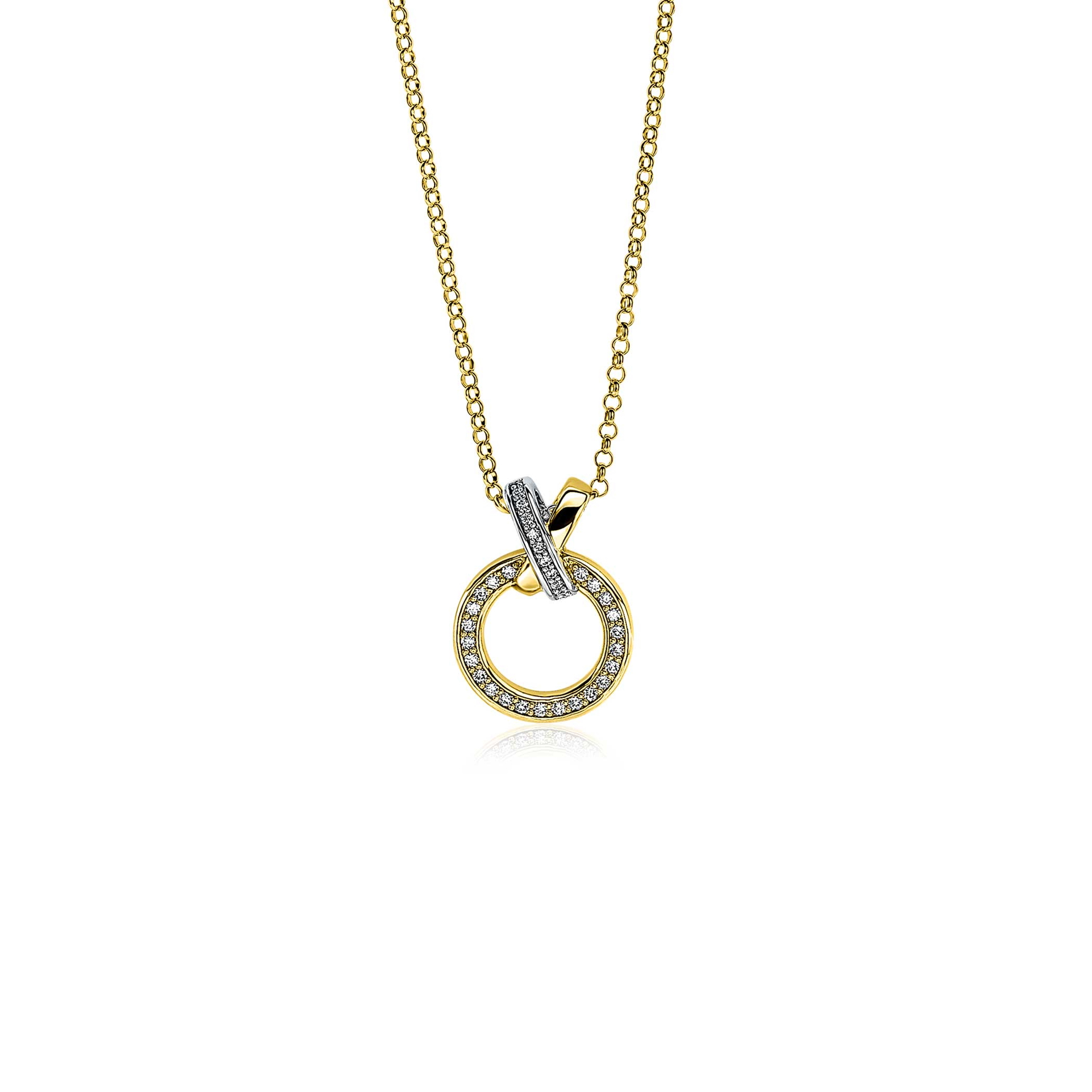 ZINZI zlv.collier gg.verg oog X en ronde vorm zirc.