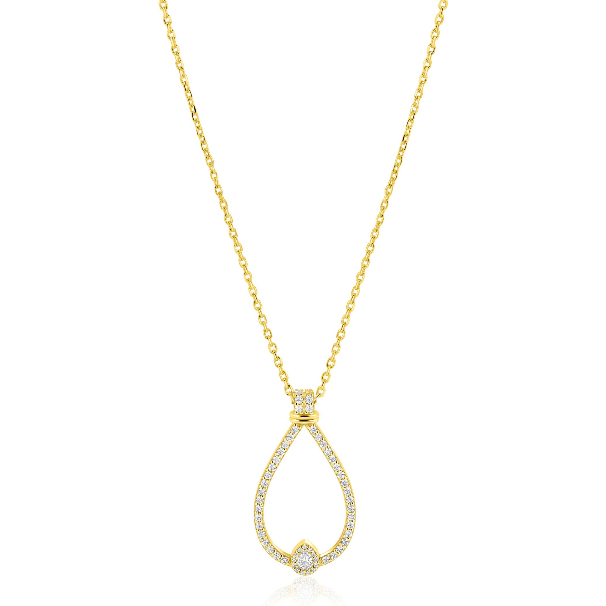ZINZI zlv. collier gg.verg. luxe ovale hanger zirconia's