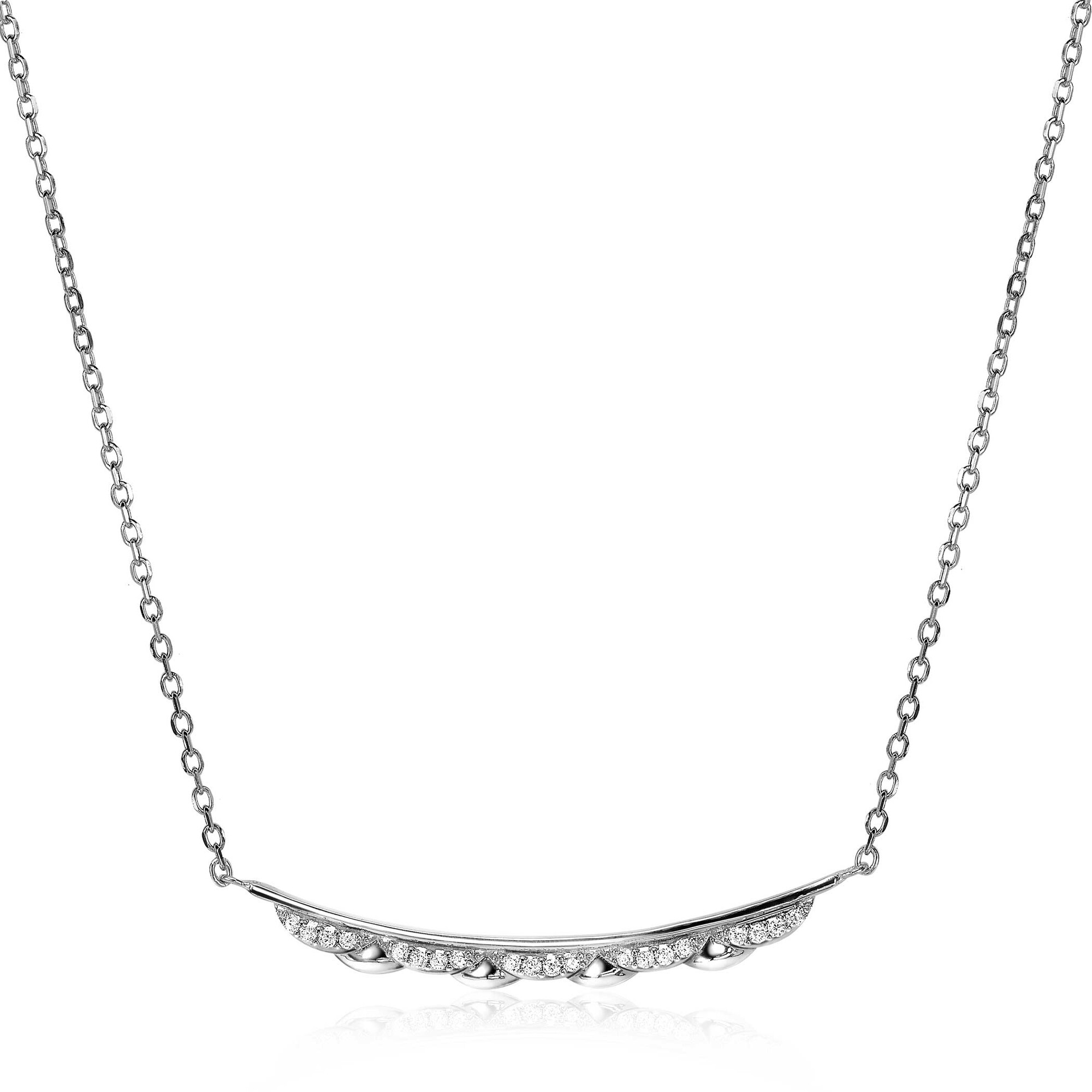 ZINZI silberne Gliederkette 45cm mit golvundd Stab 'waves' mit  weiße Zirkonias ZIC2034