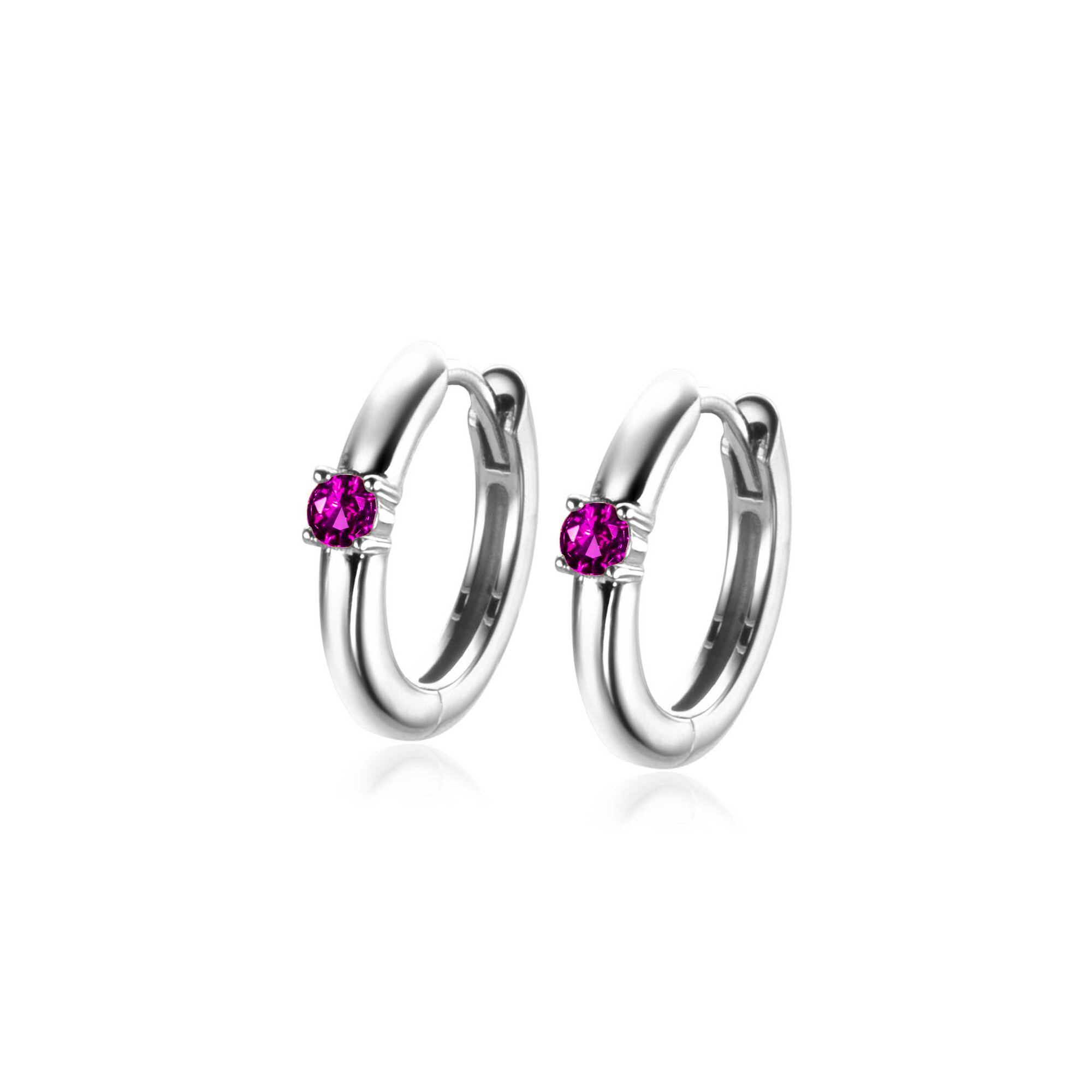 ZINZI zlv. oorringen birthstones robijn cz