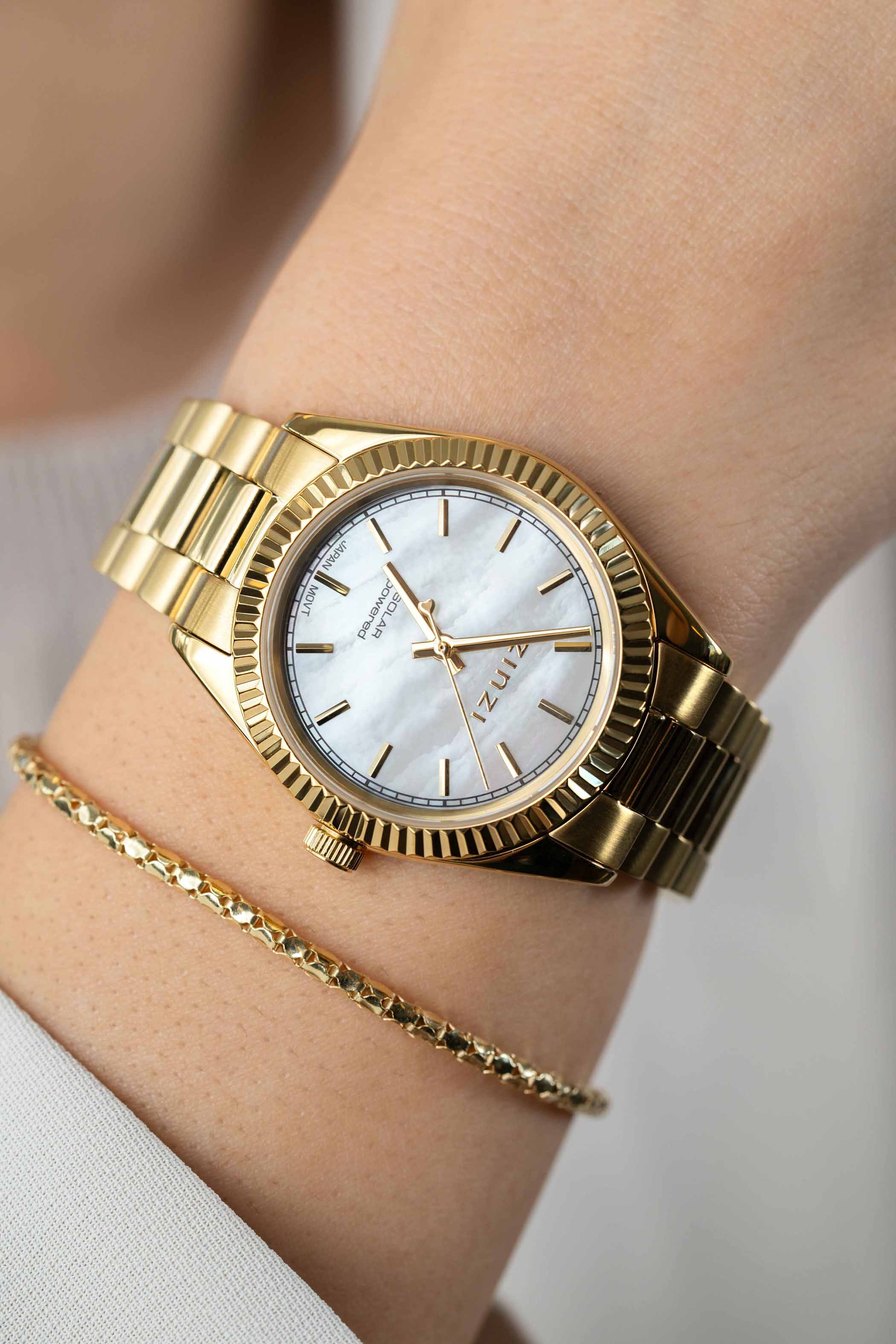 Zinzi horloge Solaris parelm. w.pl.gg.st bnd 35mm