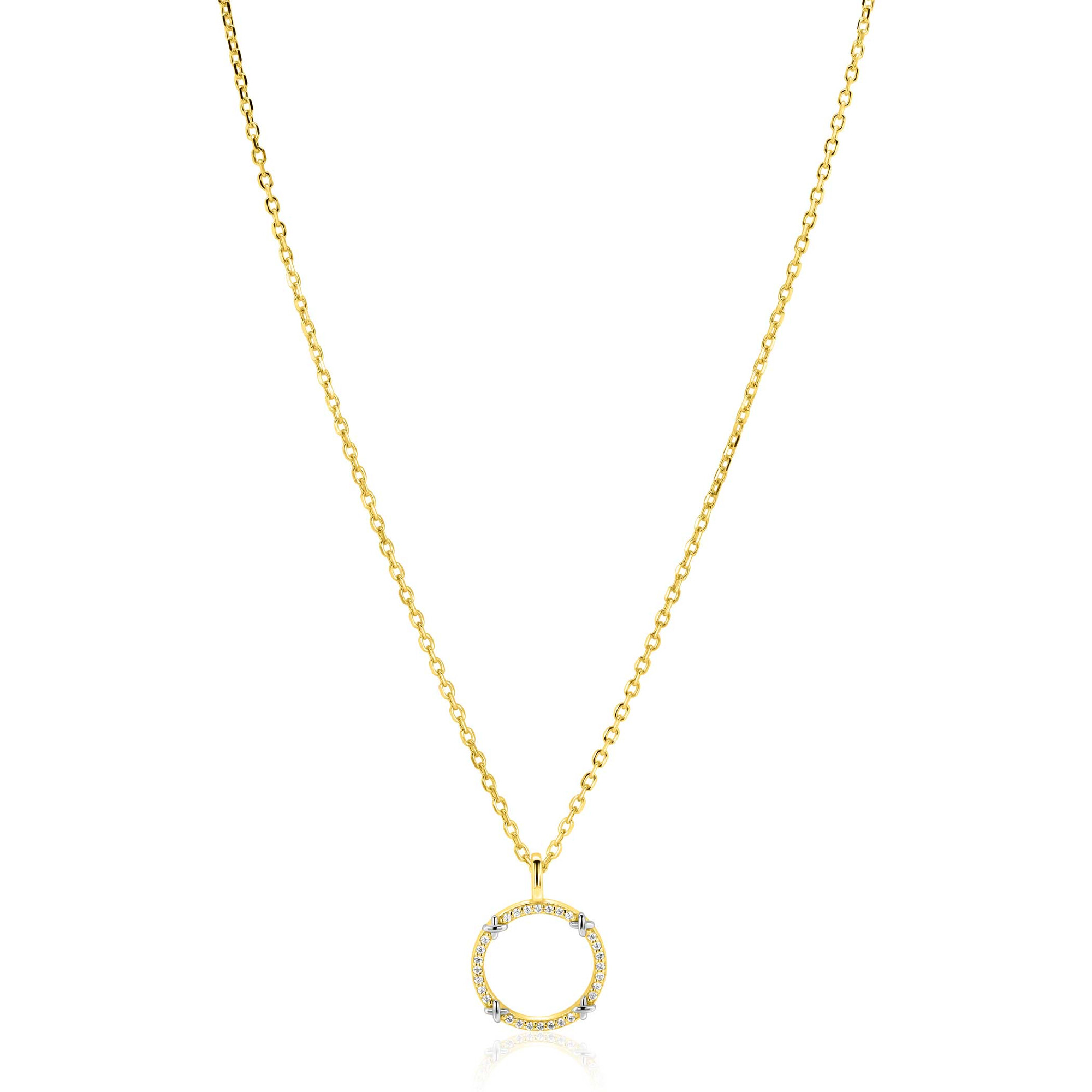 ZINZI zlv. collier gg.verg. hanger bic.met Xjes/zirc.