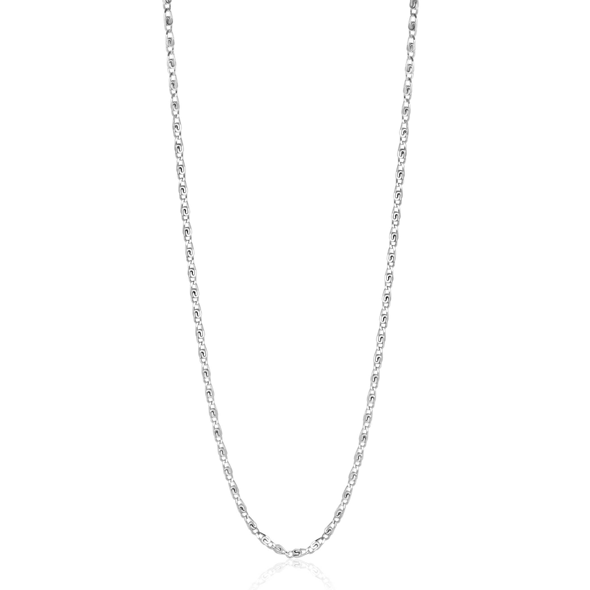 ZINZI Sterling Silver Scroll Chain Necklace with Double Twisted Chains width 42-45cm ZIC2479