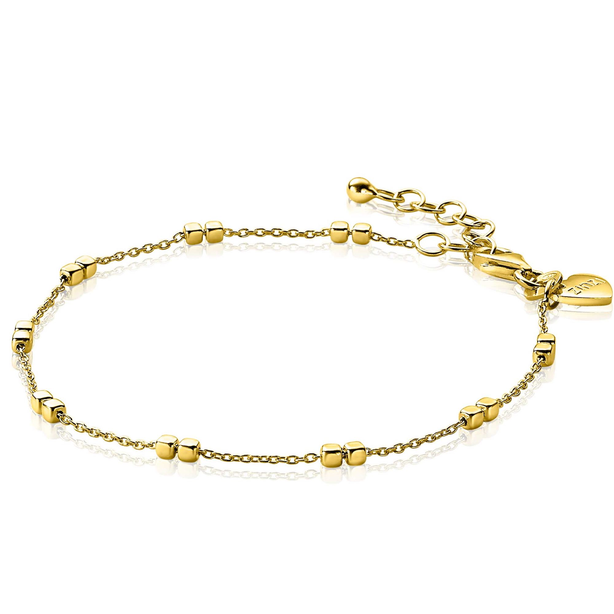 ZINZI silbernes Armband 14K gelb vergoldet quadratische Würfel 17-20cm ZIA2218G