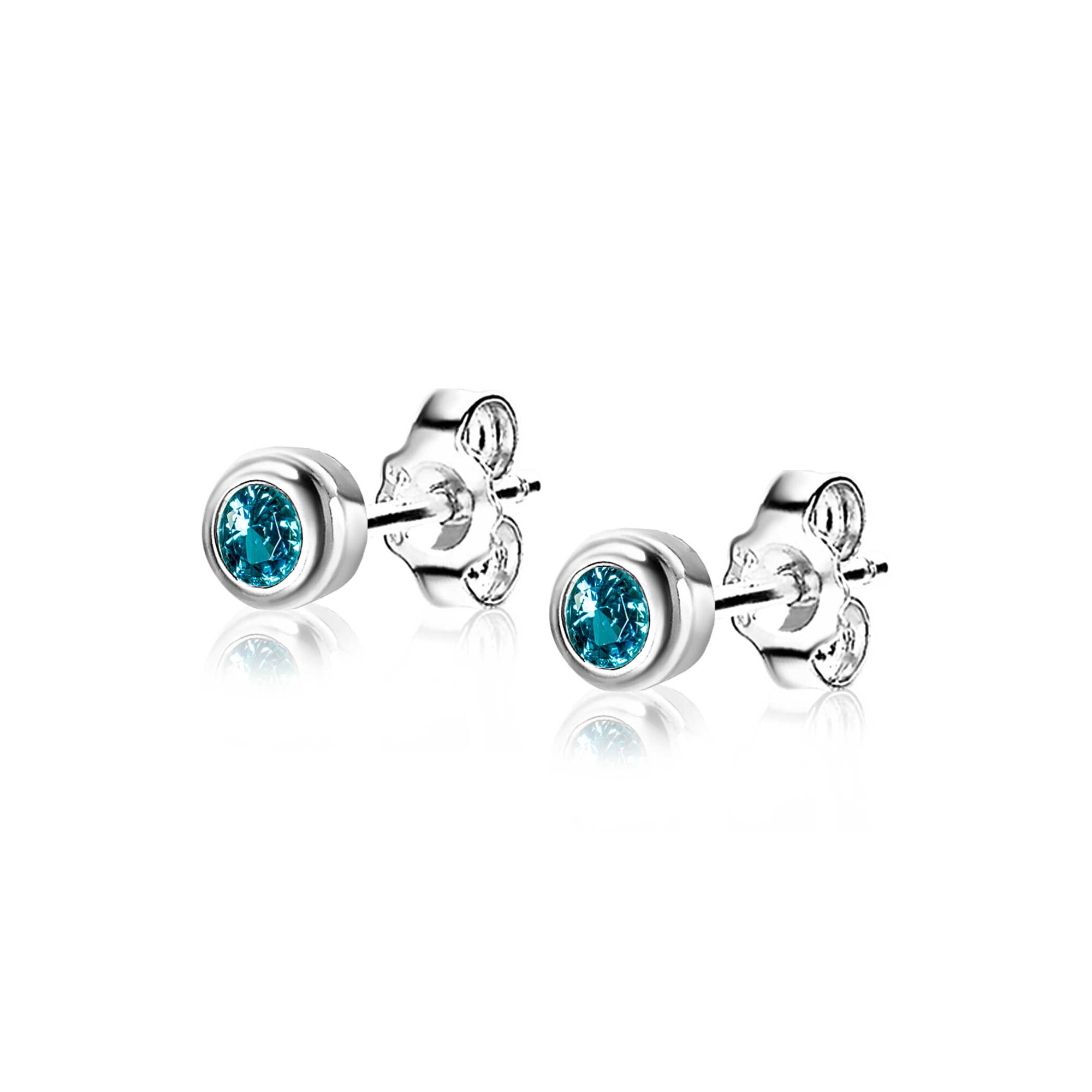 ZINZI zlv. oorkn.birthstones aquamarijn cz