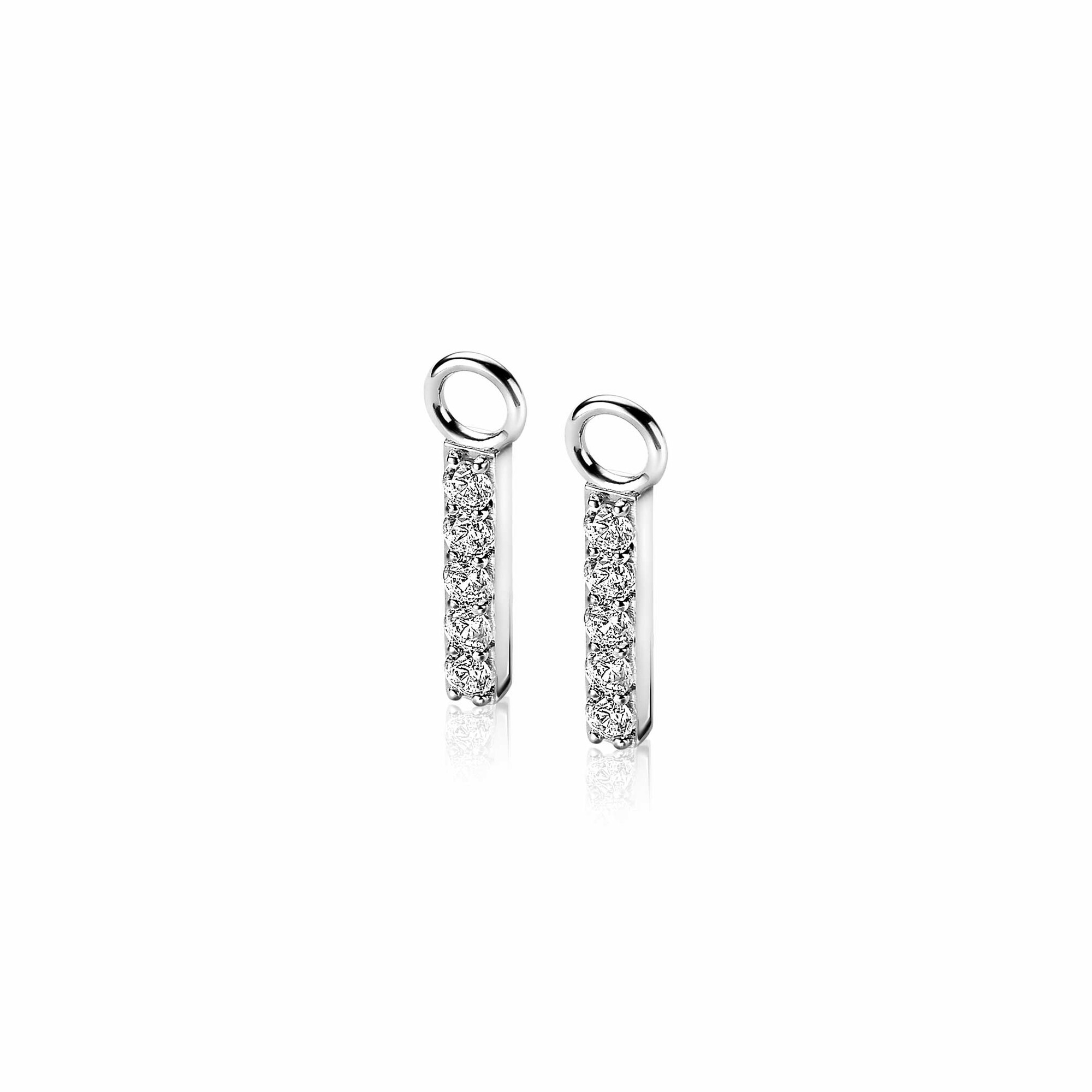 ZINZI silberne Ohrhänger 21,5mm Stab Zirkonia ZICH2142