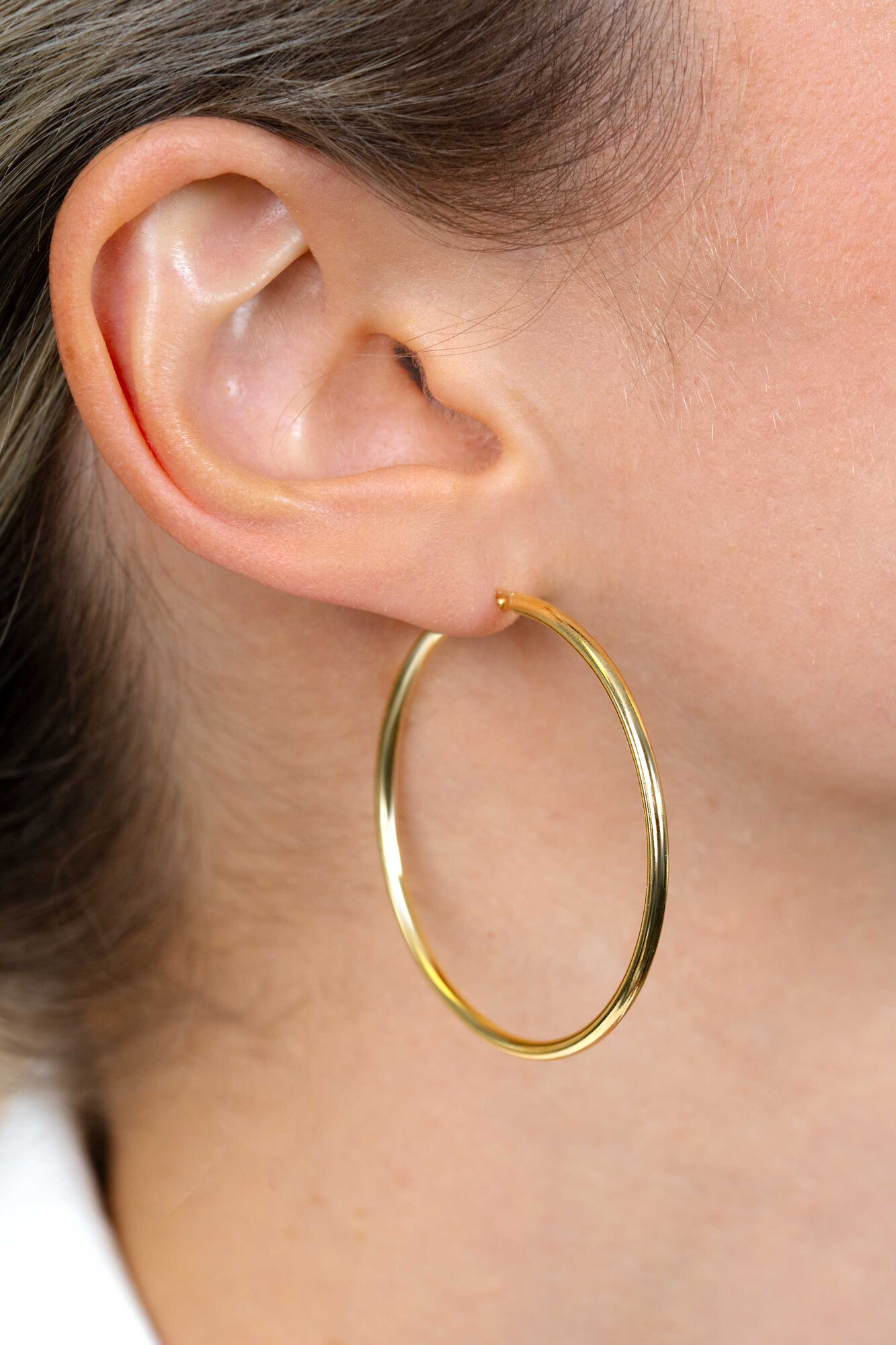 45mm ZINZI Gold Plated Sterling Silver Hoop Earrings 45x2mm ZIO436G