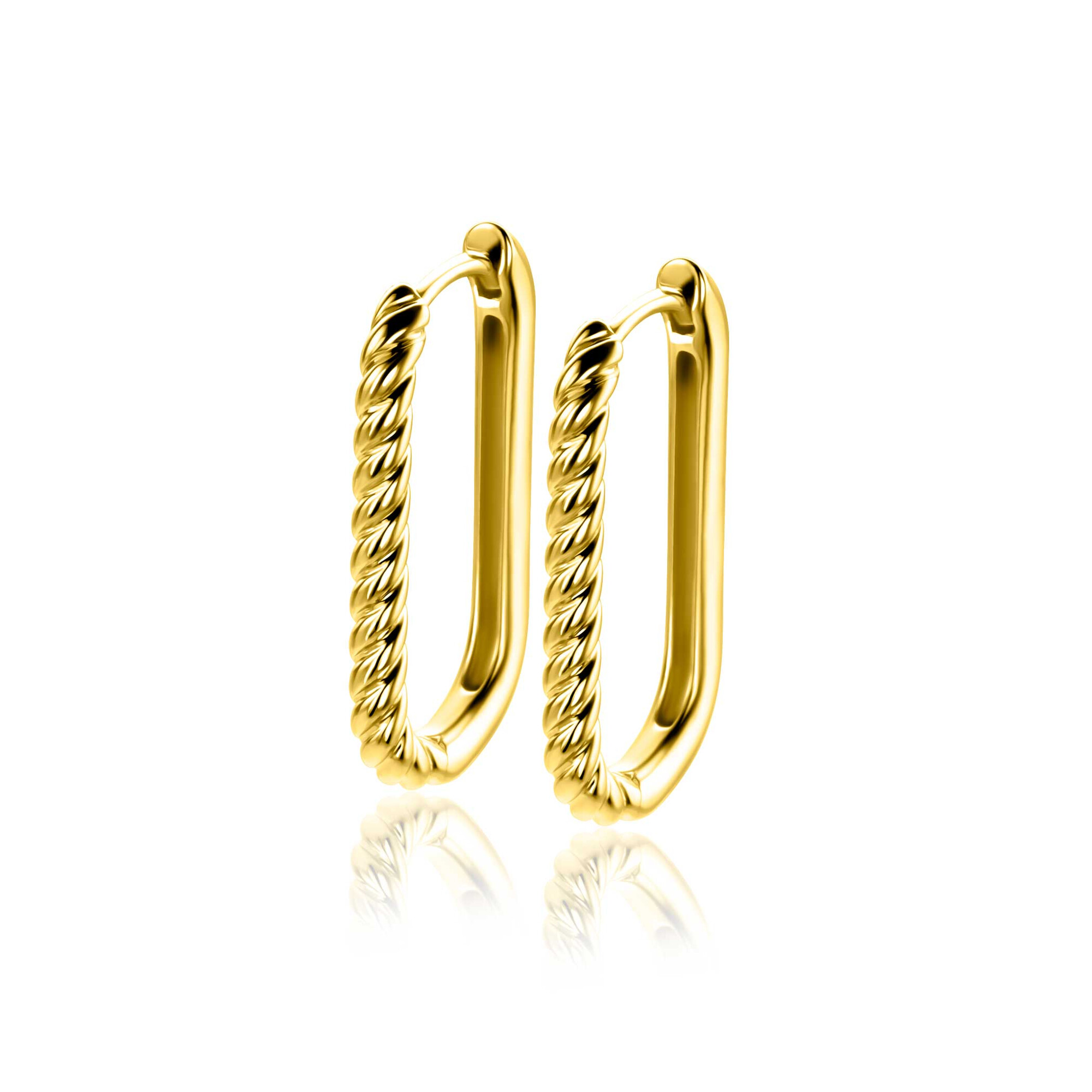 24mm ZINZI gold plated silver hoop earrings in oval shape with twisted tube and luxury clasp ZIO2692G