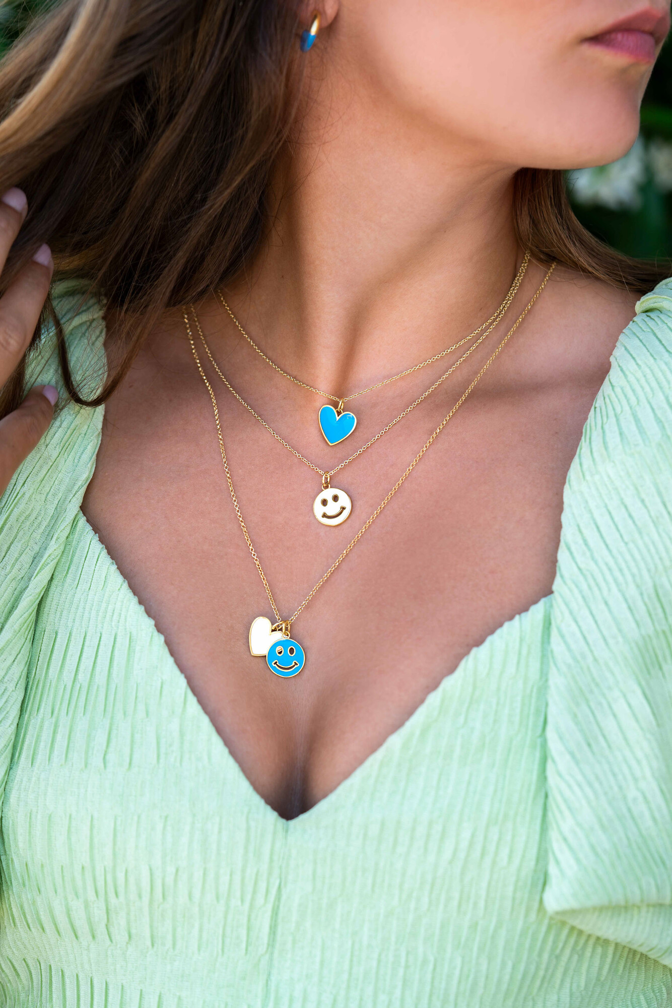 15mm ZINZI Gold Plated Sterling Silver Pendant Heart with Blue Enamel ZIH2314B (excl. necklace)