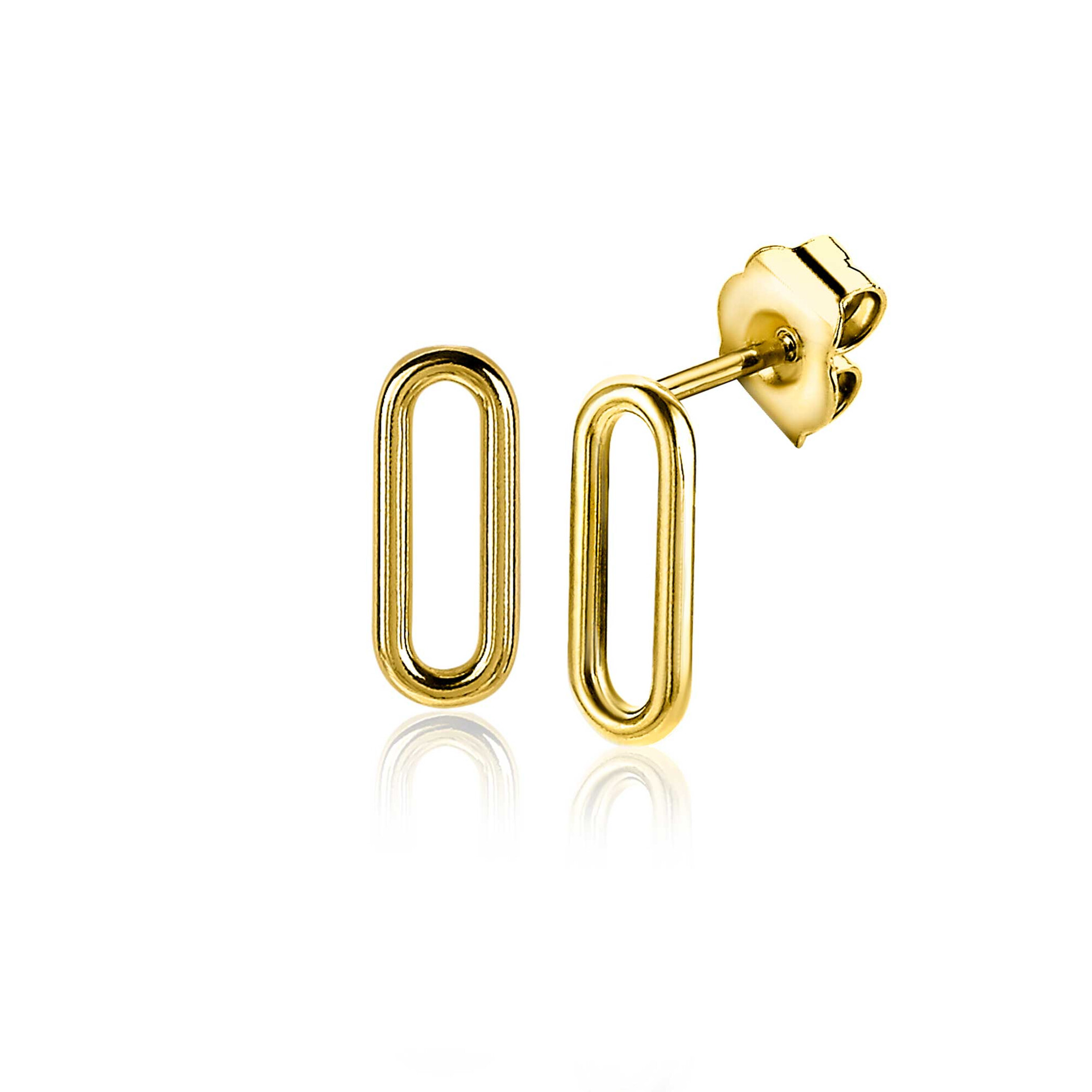 14mm ZINZI Gold Plated Sterling Silver Stud Earrings Oval ZIO2210G