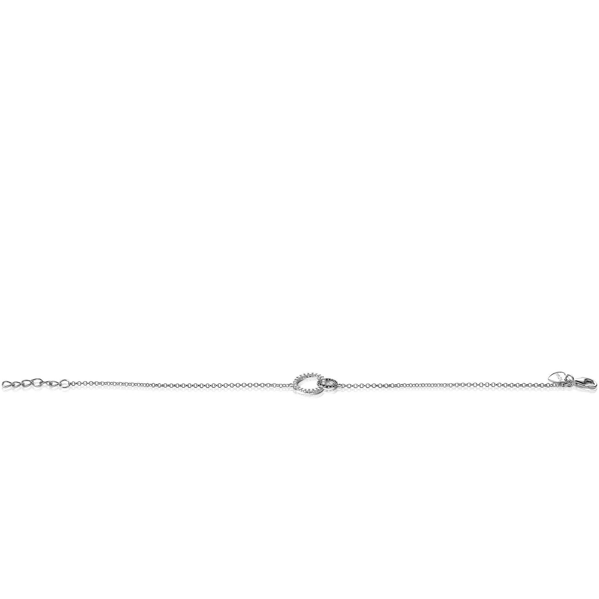 ZINZI silbernes Armband 2 offene Kreise verbunden schwarz  weiß ZIA1987